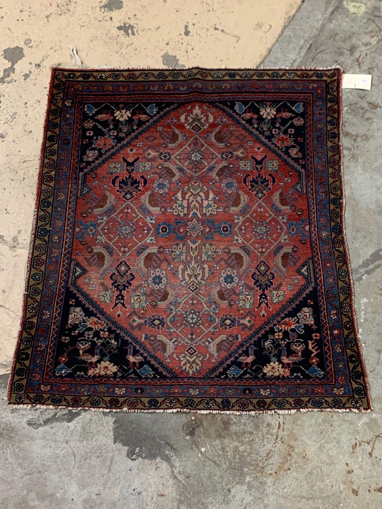 Persian Sarouk Mat, 3ft 11in x 3ft 4in (1 of 7)