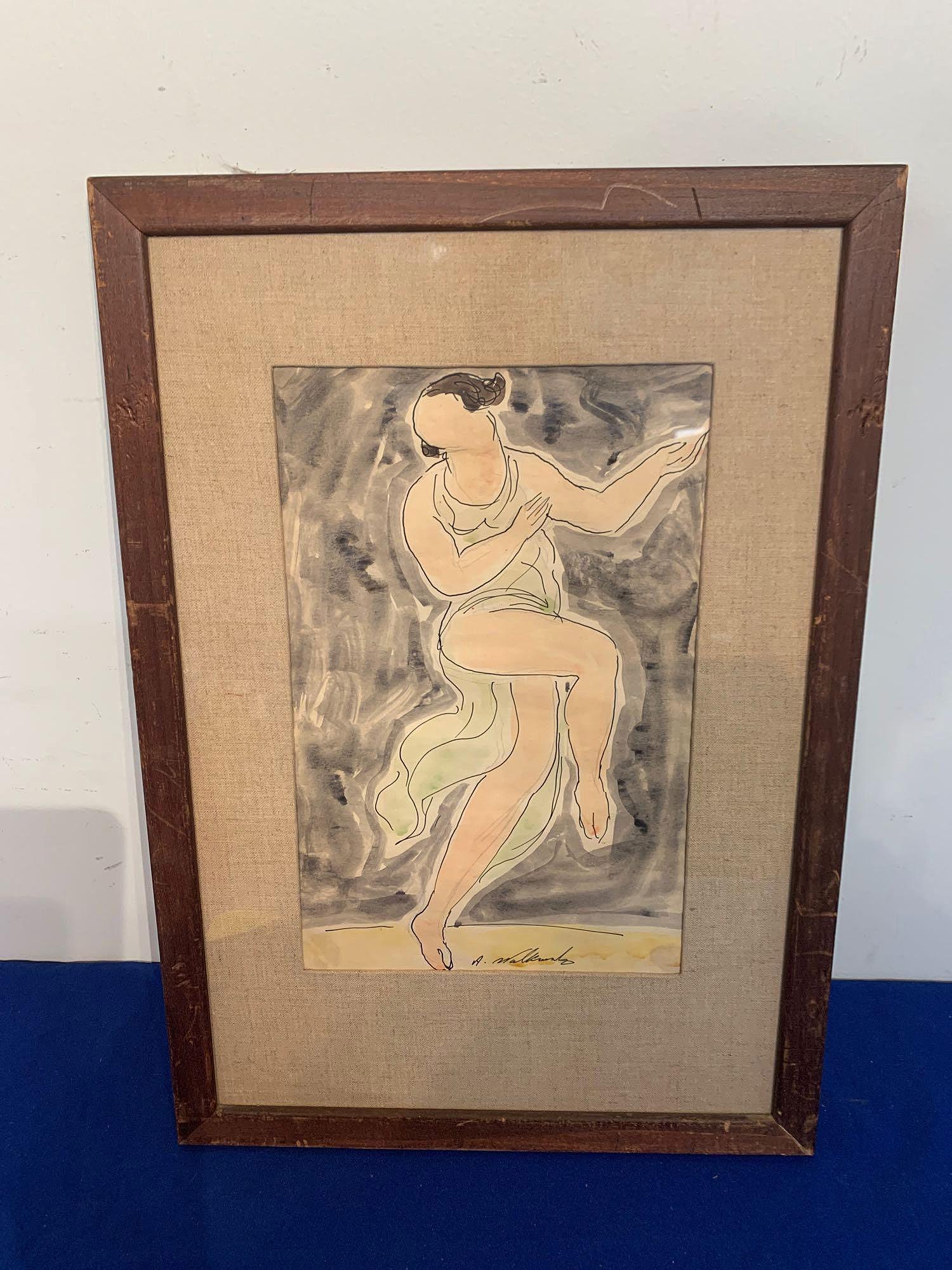 A. Walkowitz. Watercolor, Female Dancer (1 of 4)