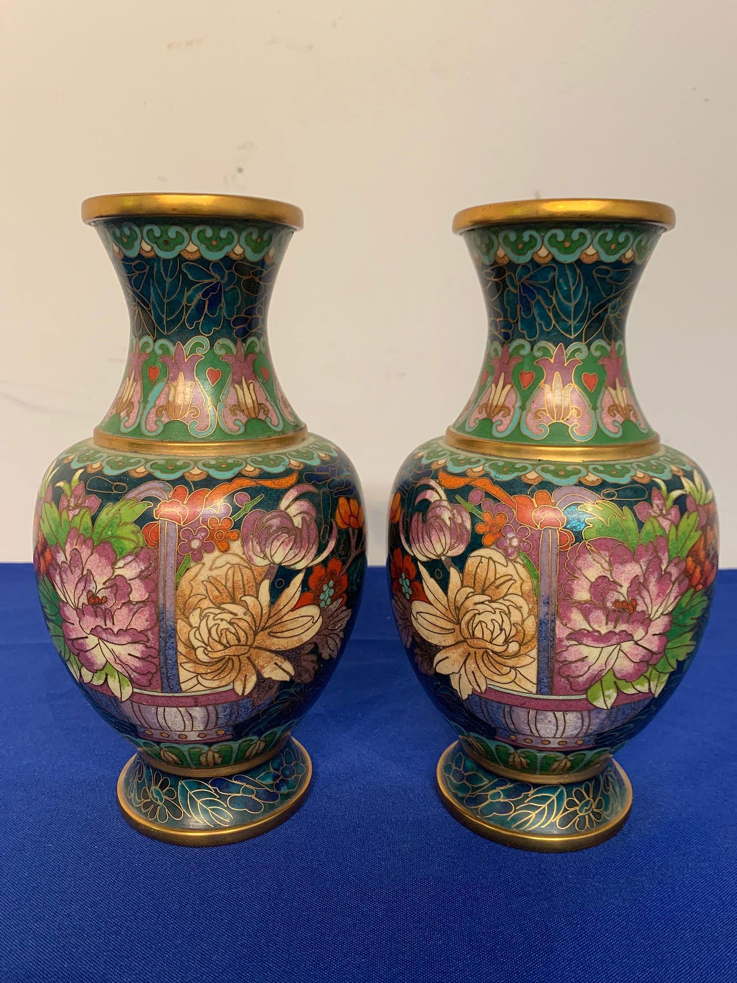 Pair of Chinese Cloisonne Vases (1 of 4)