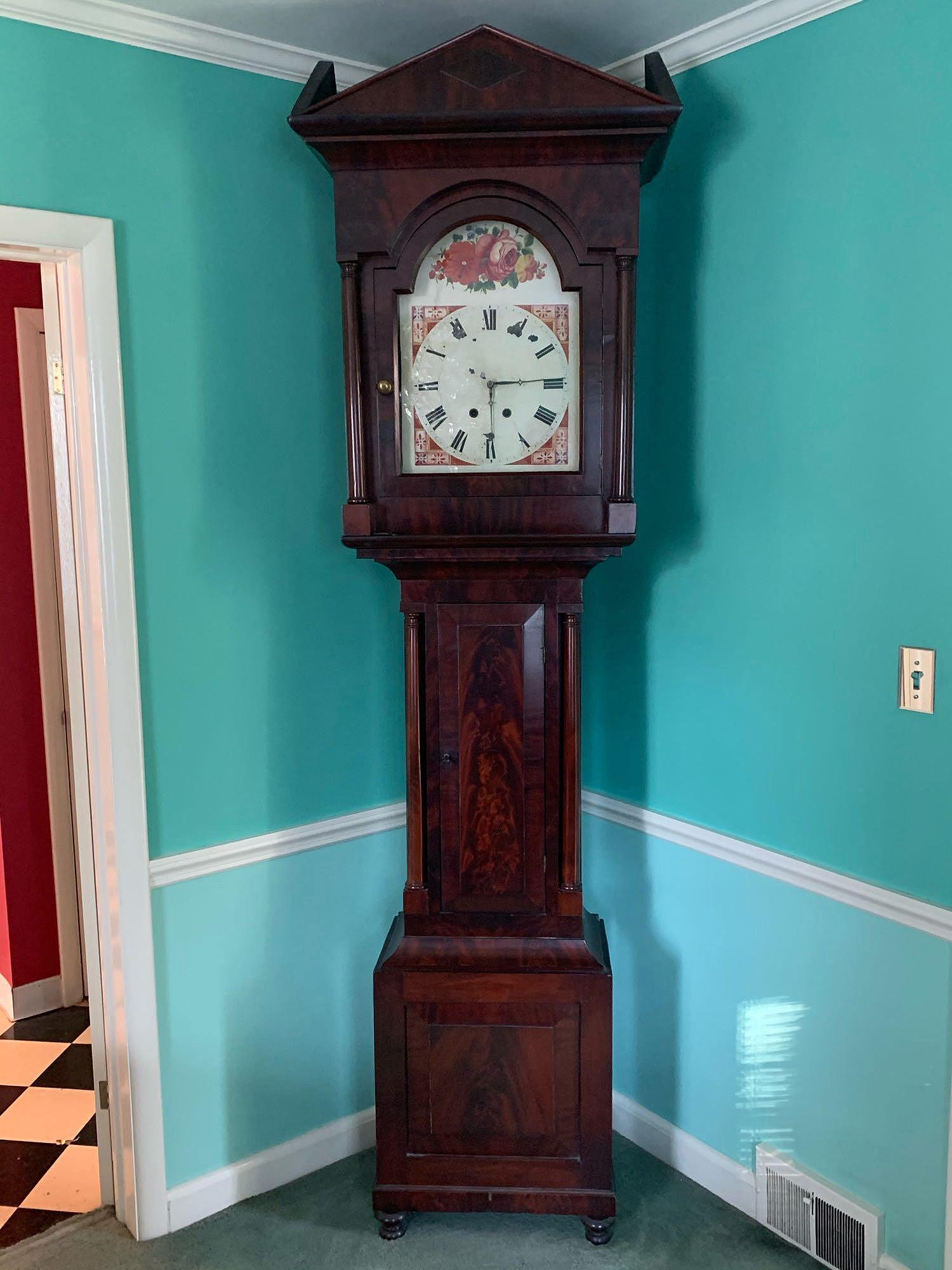 19th C. Mahogany Tall Case Clock (1 of 5)