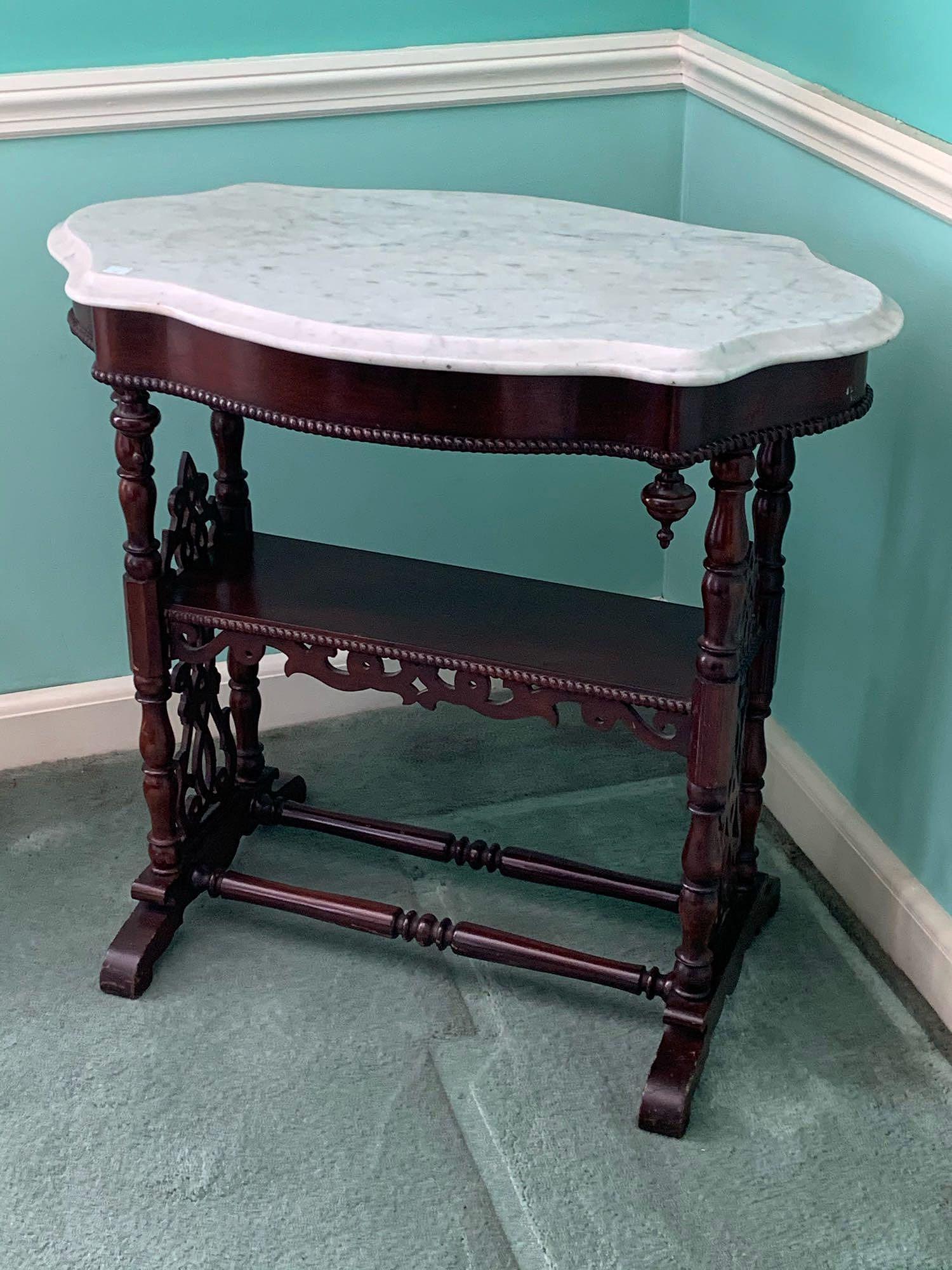 Victorian Marble Top Parlor Table (1 of 4)