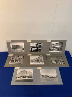 Collection of 100 Architectural Photographs: A collection of 100 original matted architectural photographs of midcentury modern buildings to include 12 from Eero Saarinen & Associates, three from Eliel Saarinen, 26 from H. H. Harris, two from Al