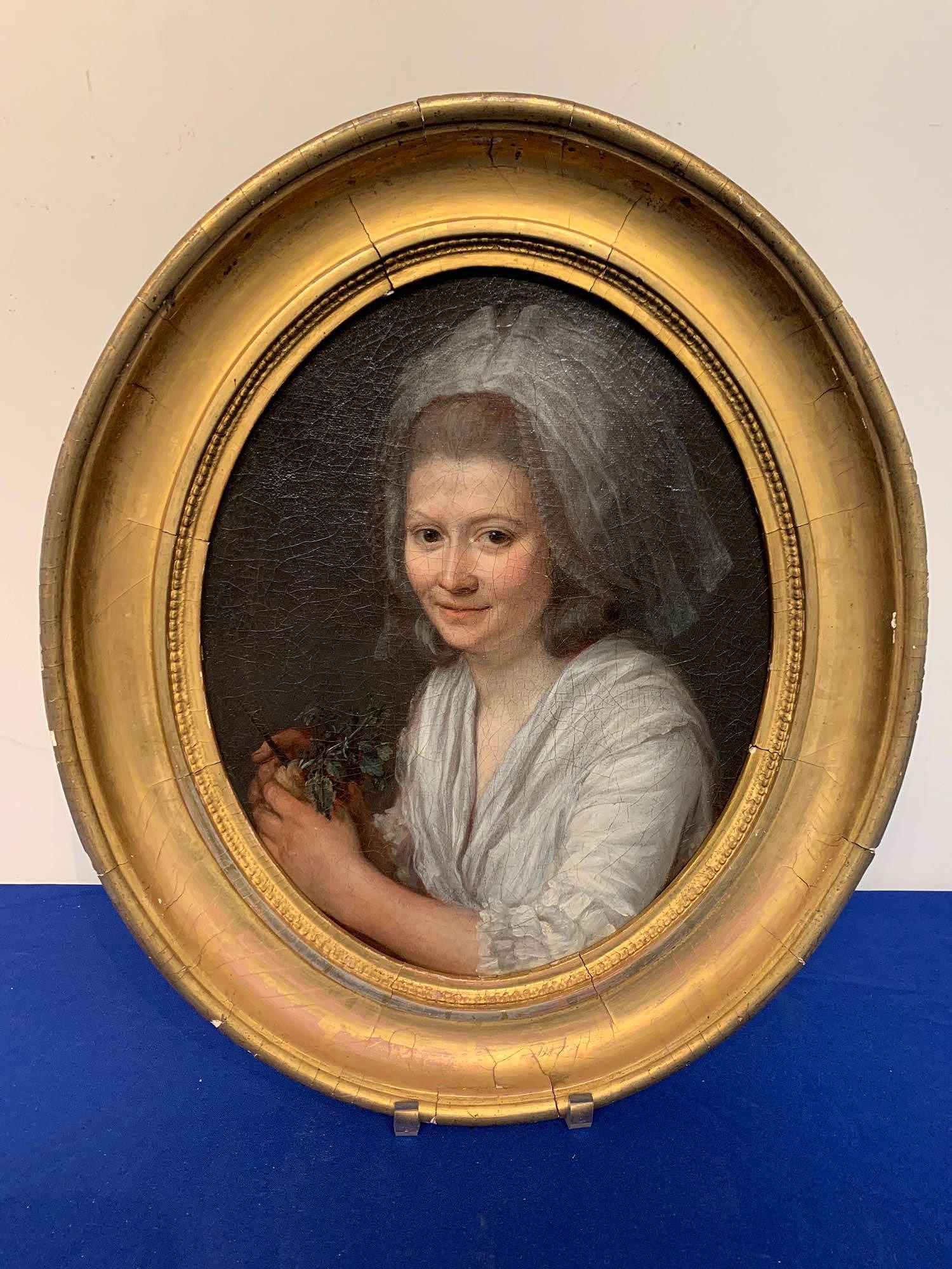 Unsigned. Oil on Canvas, Young Maiden (1 of 5)