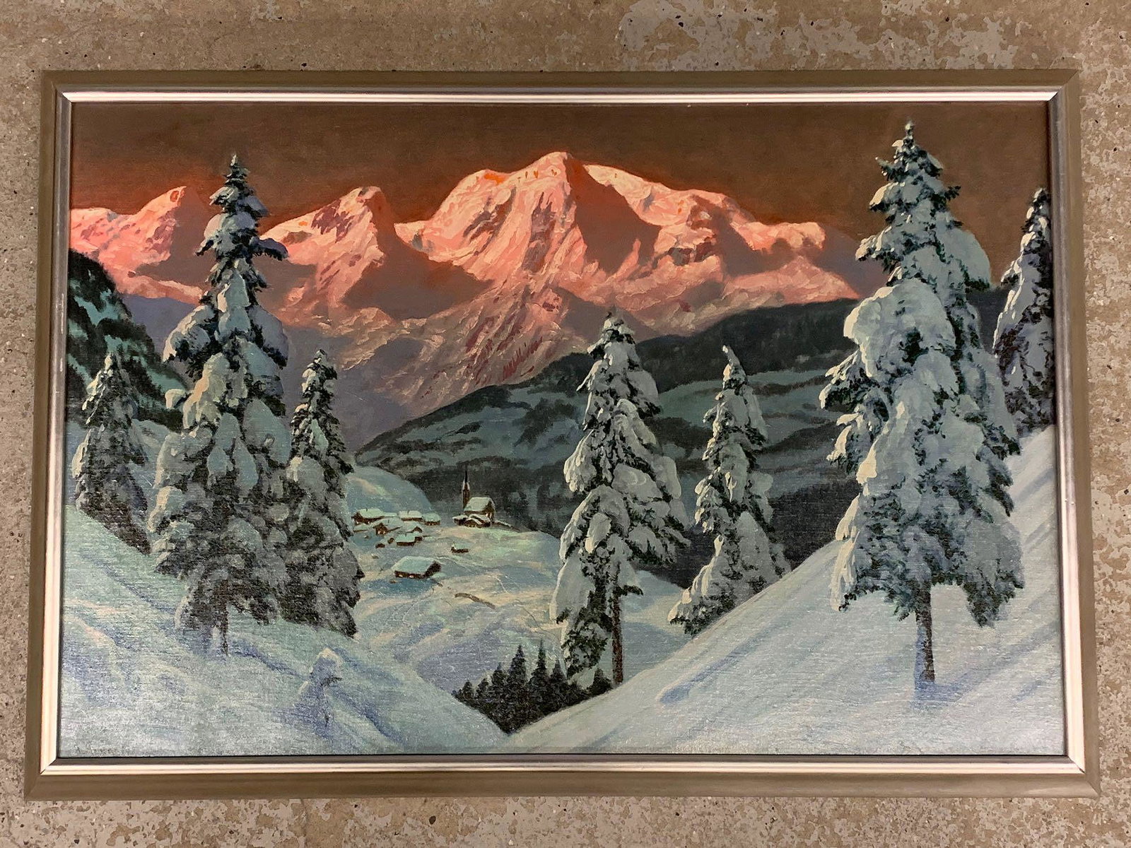 Alois Arnegger. Oil On Canvas, Winter Mountain (1 of 4)