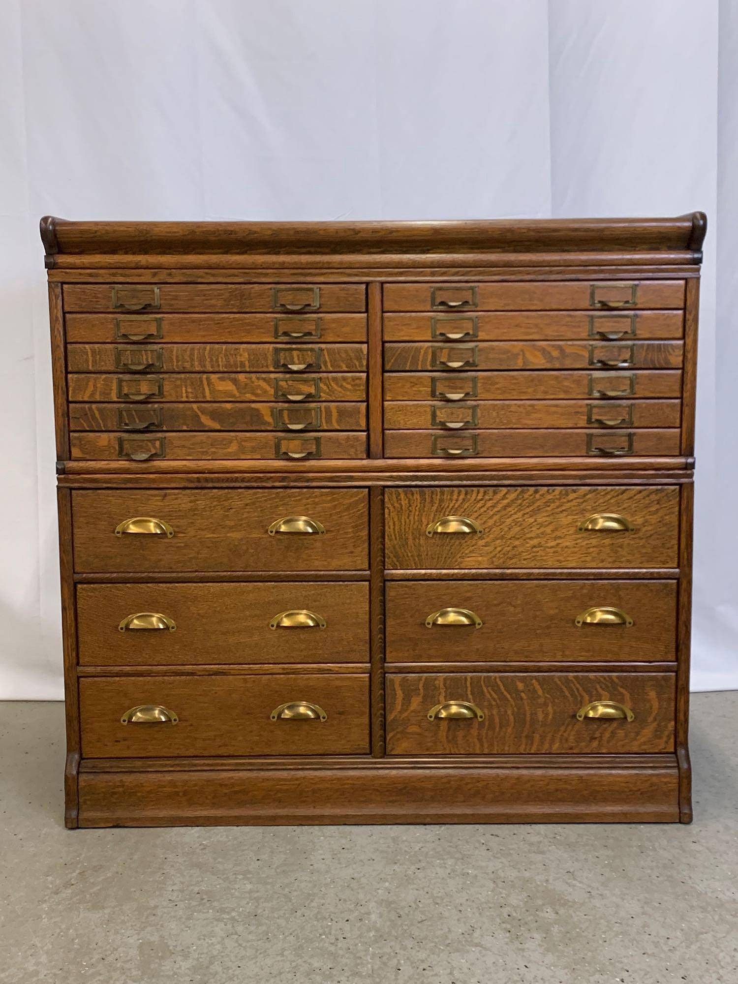 Antique Oak Stacking File Cabinet