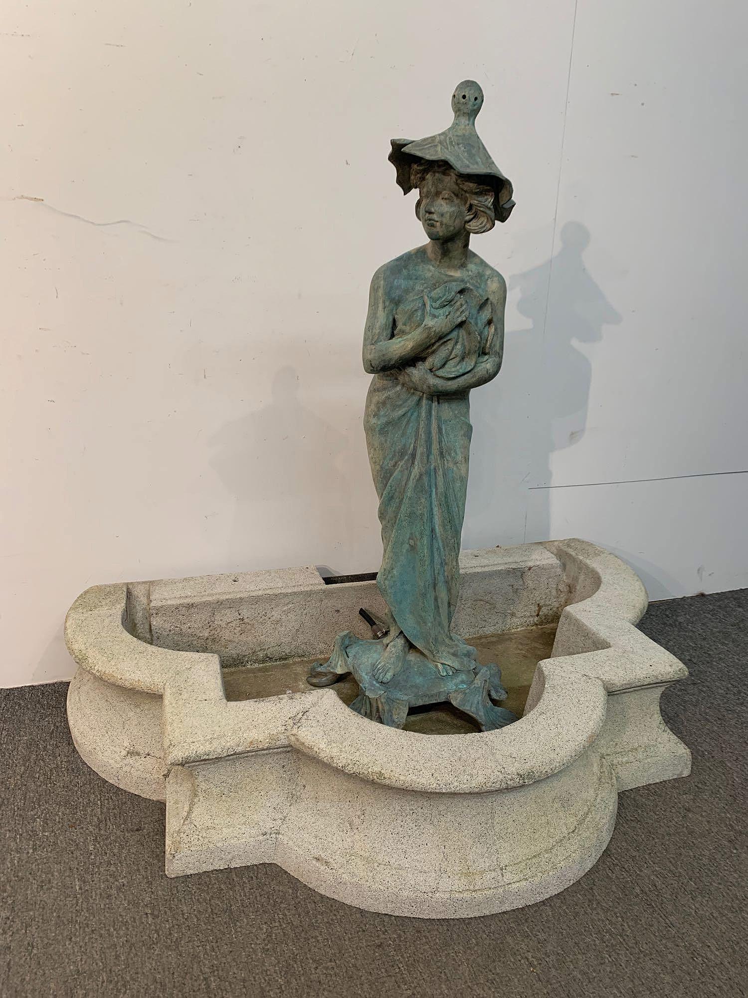 Art Nouveau Cast Metal Figural Garden Fountain (1 of 5)