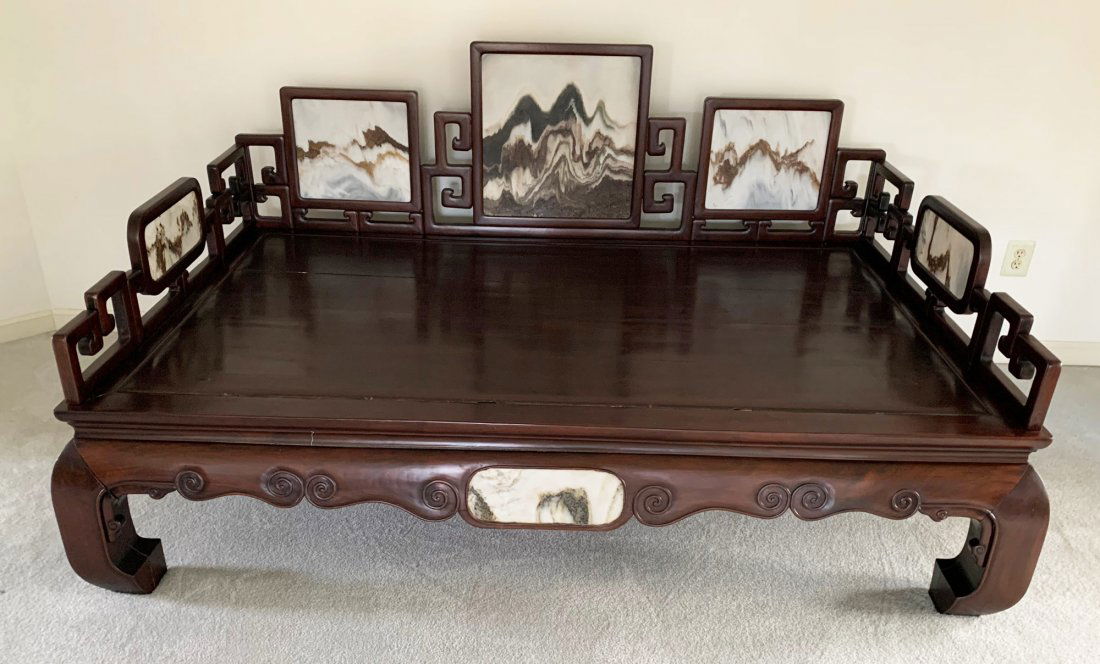 Monumental Chinese Rosewood/Dali Marble Daybed (1 of 7)