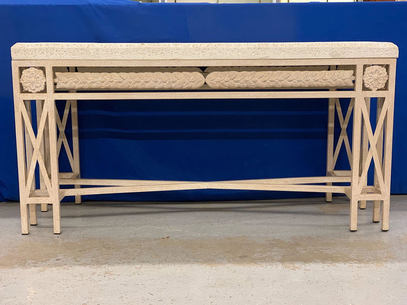 Travertine-top Console Table (1 of 3)