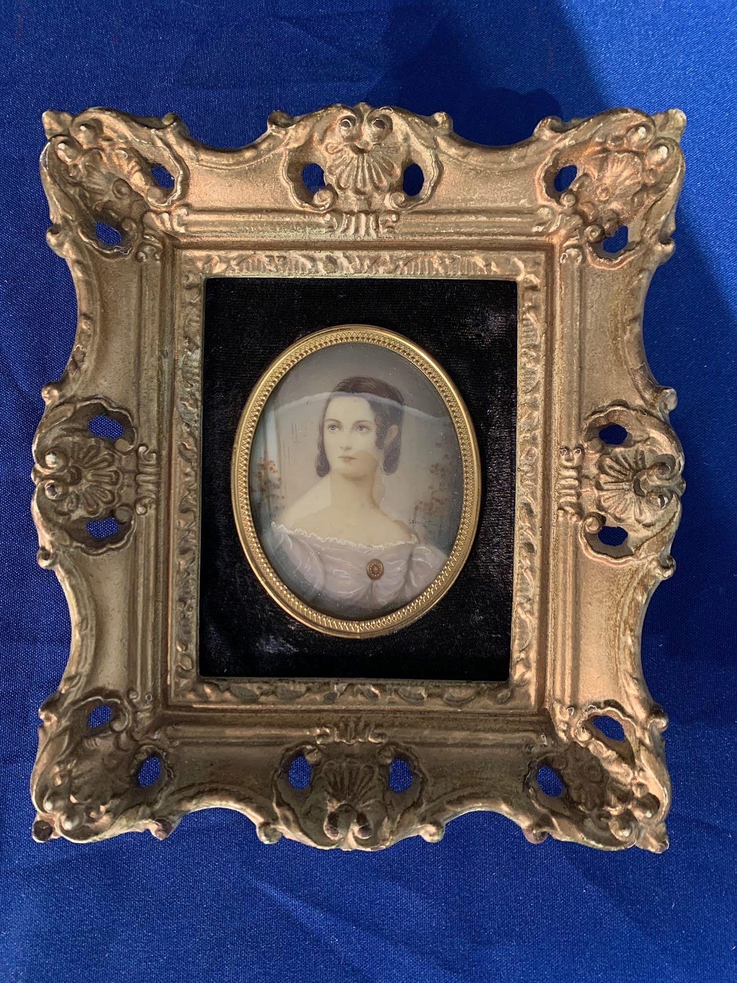 Antique Gilt-framed Miniature Painted Portrait (1 of 5)