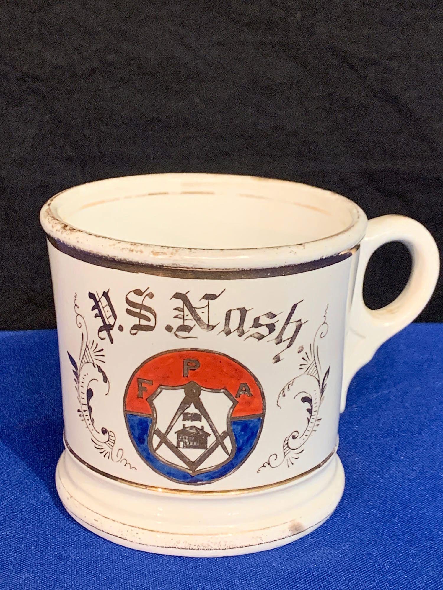 Victorian Ironstone Masonic Shaving Mug (1 of 4)