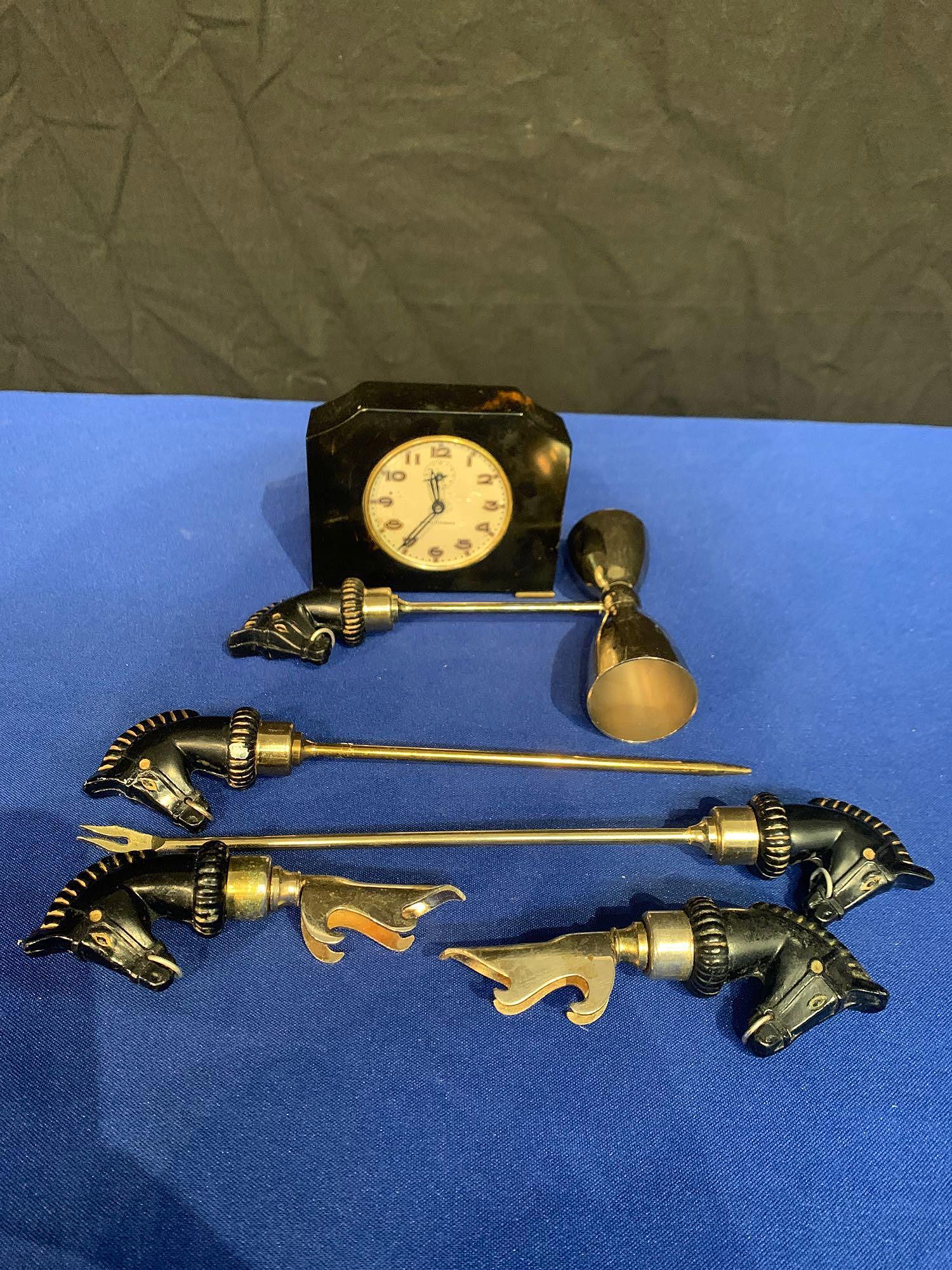 Art Deco Bakelite Clock & Trojan Horse Bar Set (1 of 5)