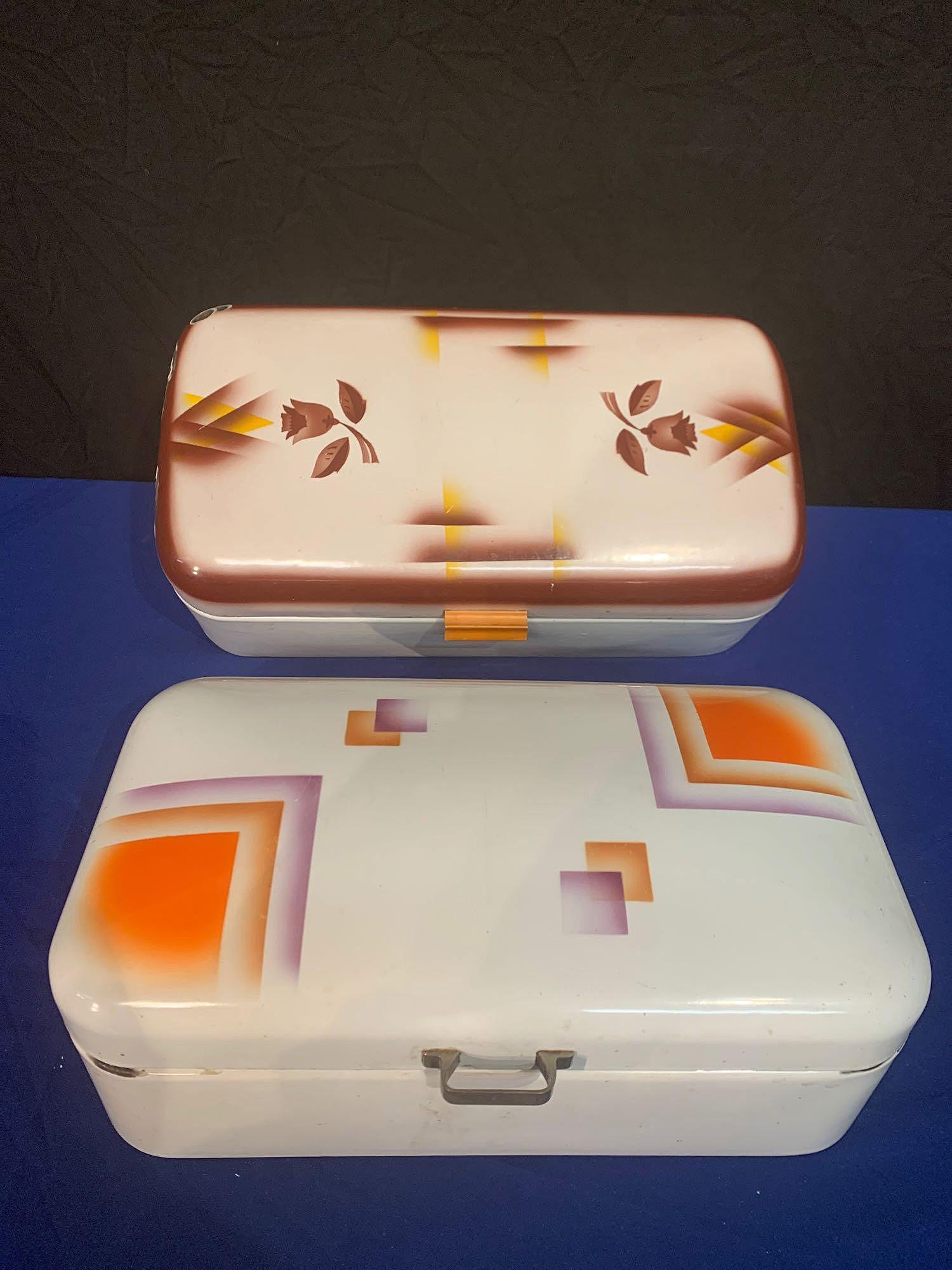 Two German Enameled Art Deco Bread Boxes (1 of 11)