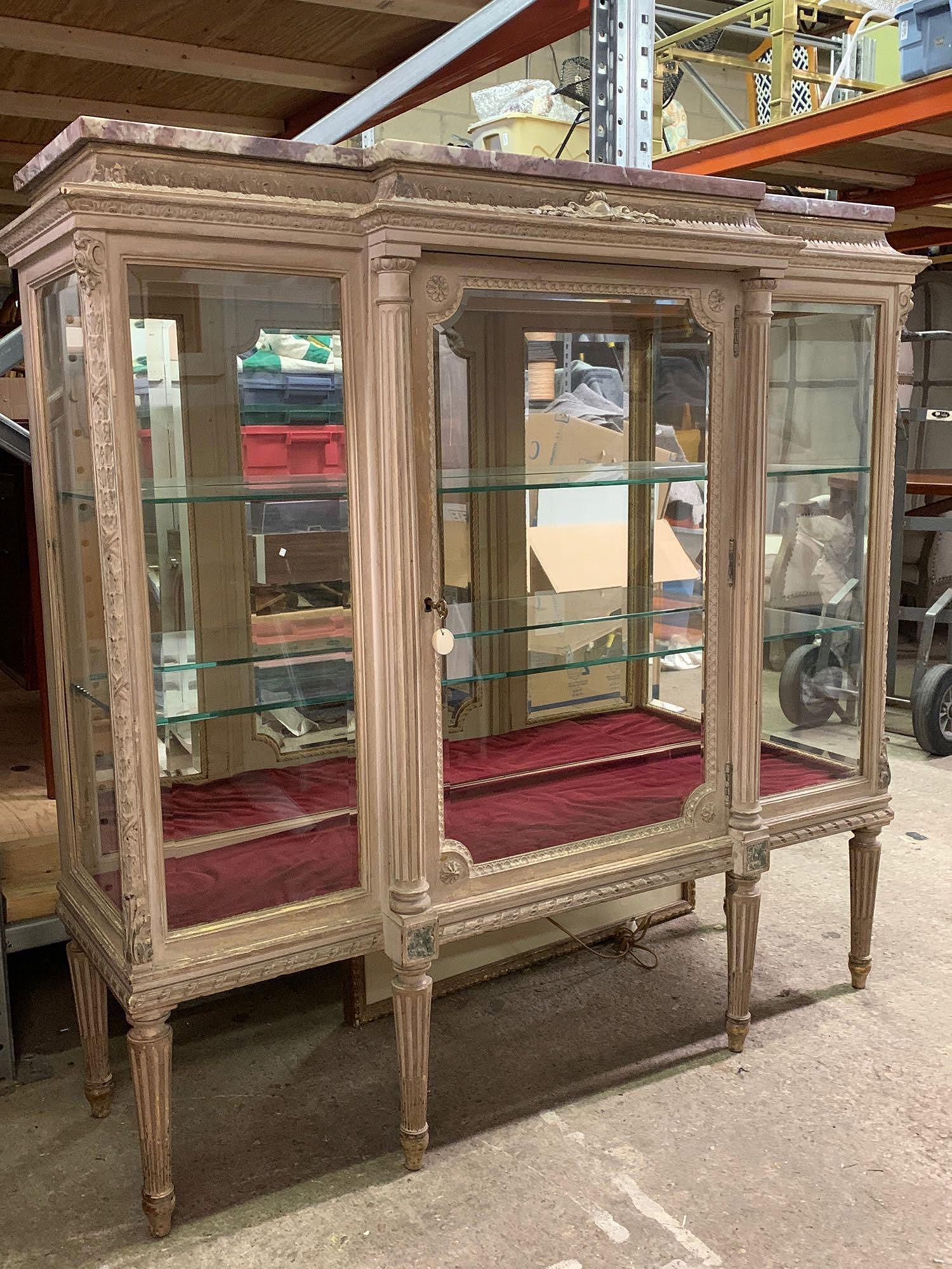 French Louis XV-style Marble-top Curio Cabinet (1 of 4)