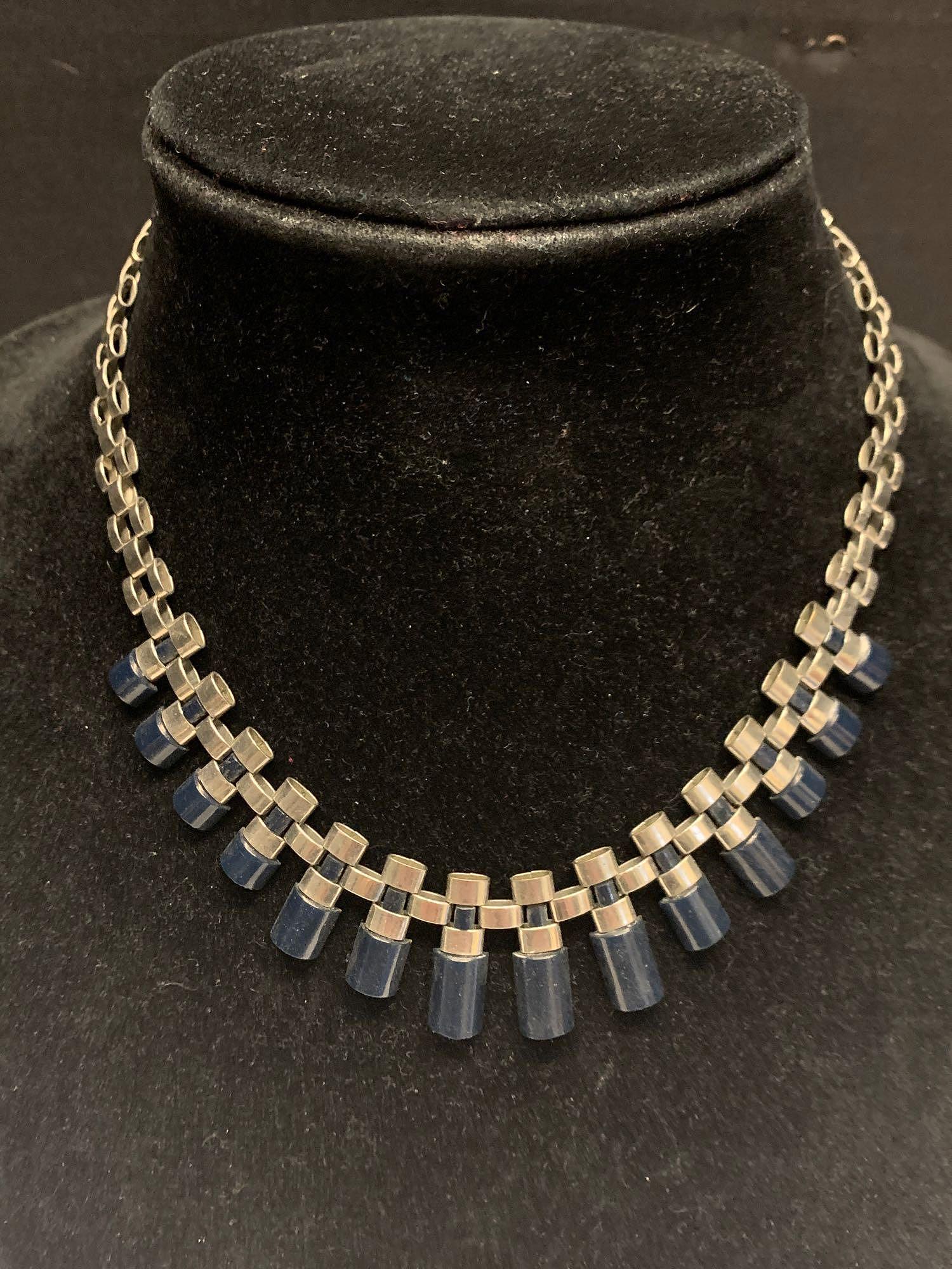 German Art Deco Chrome & Bakelite Necklace (1 of 4)