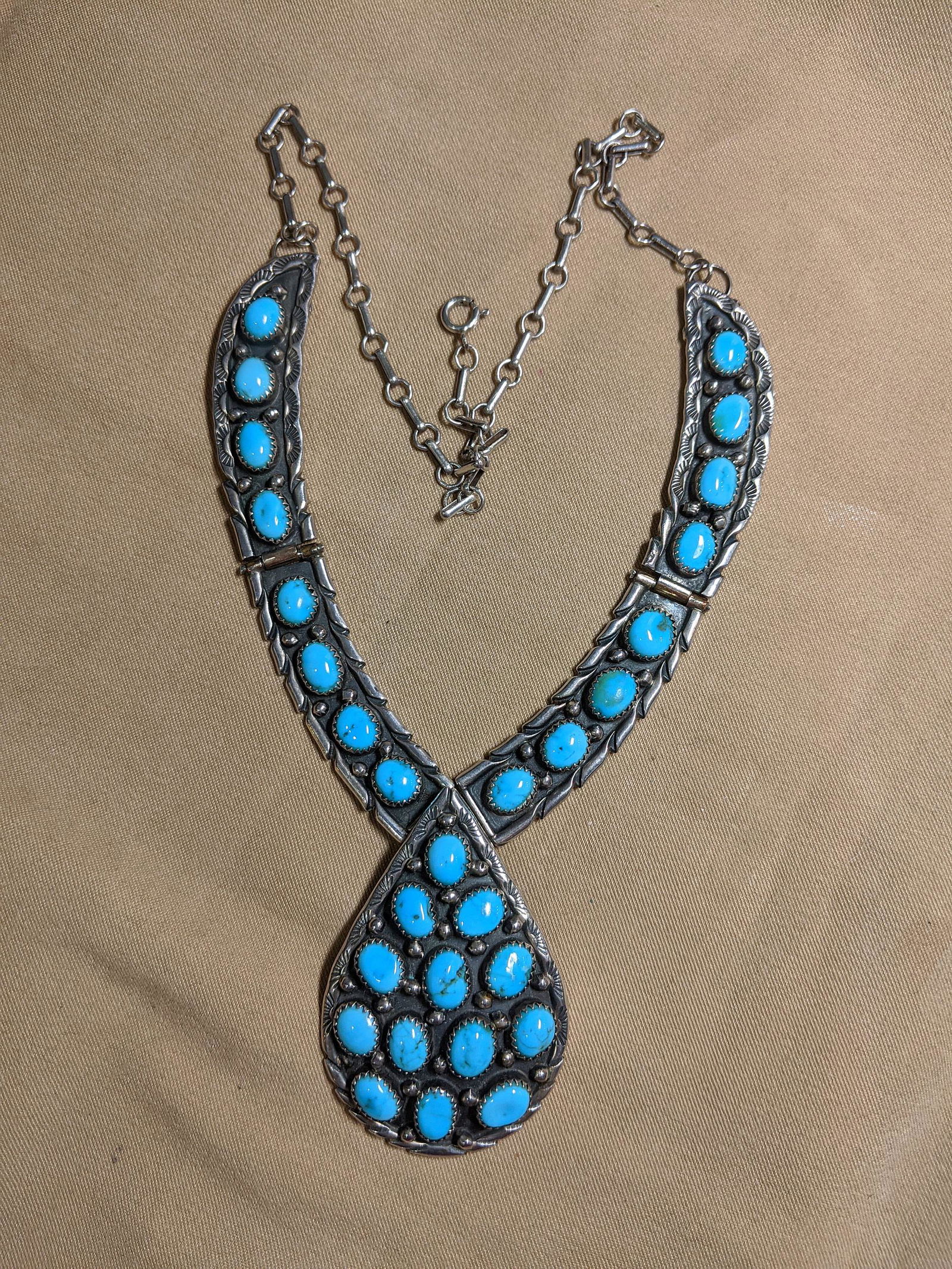 Southwestern Sterling & Turquoise Necklace (1 of 6)