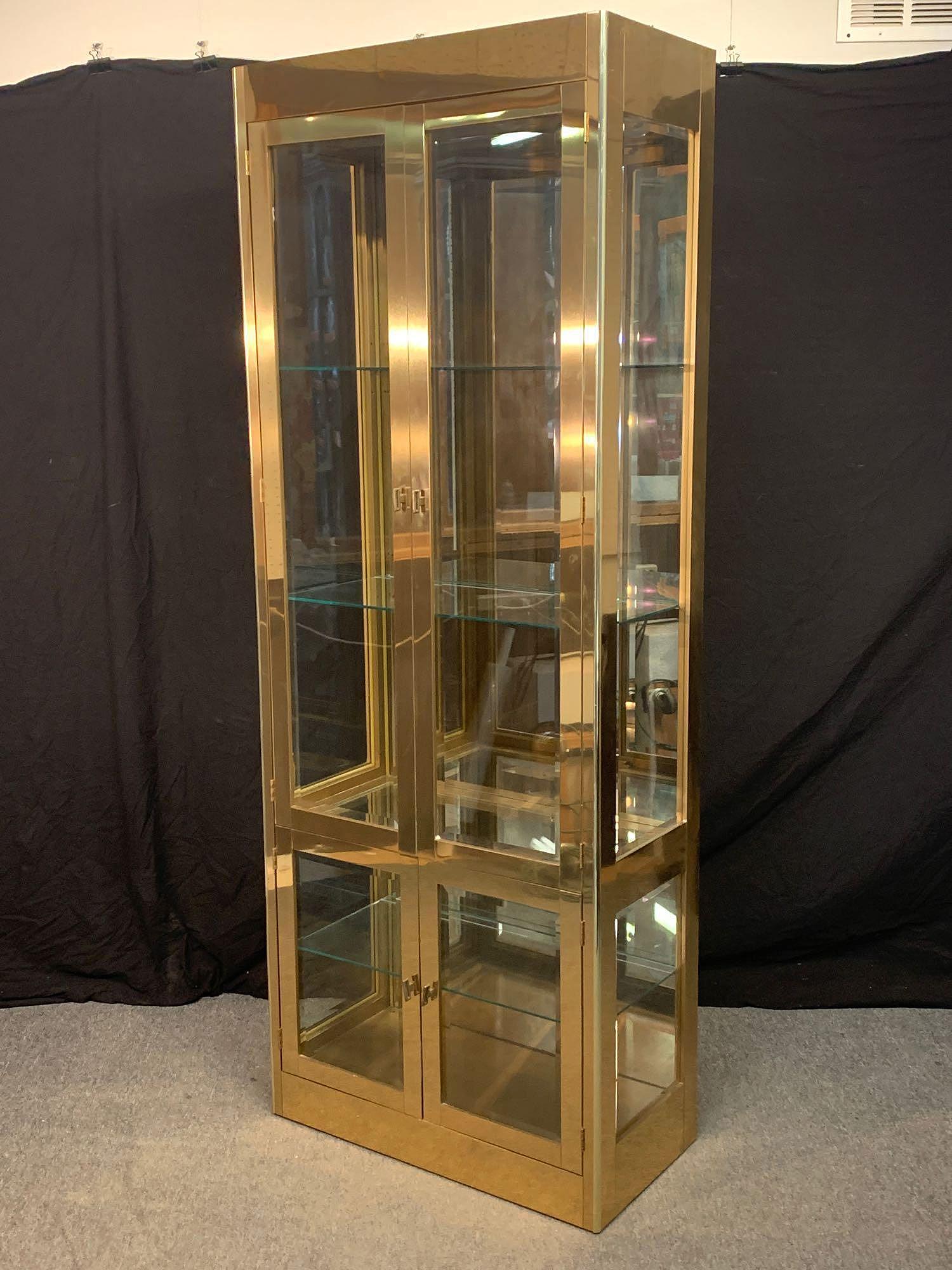 Mastercraft Signed Brass Curio Cabinet (1 of 6)