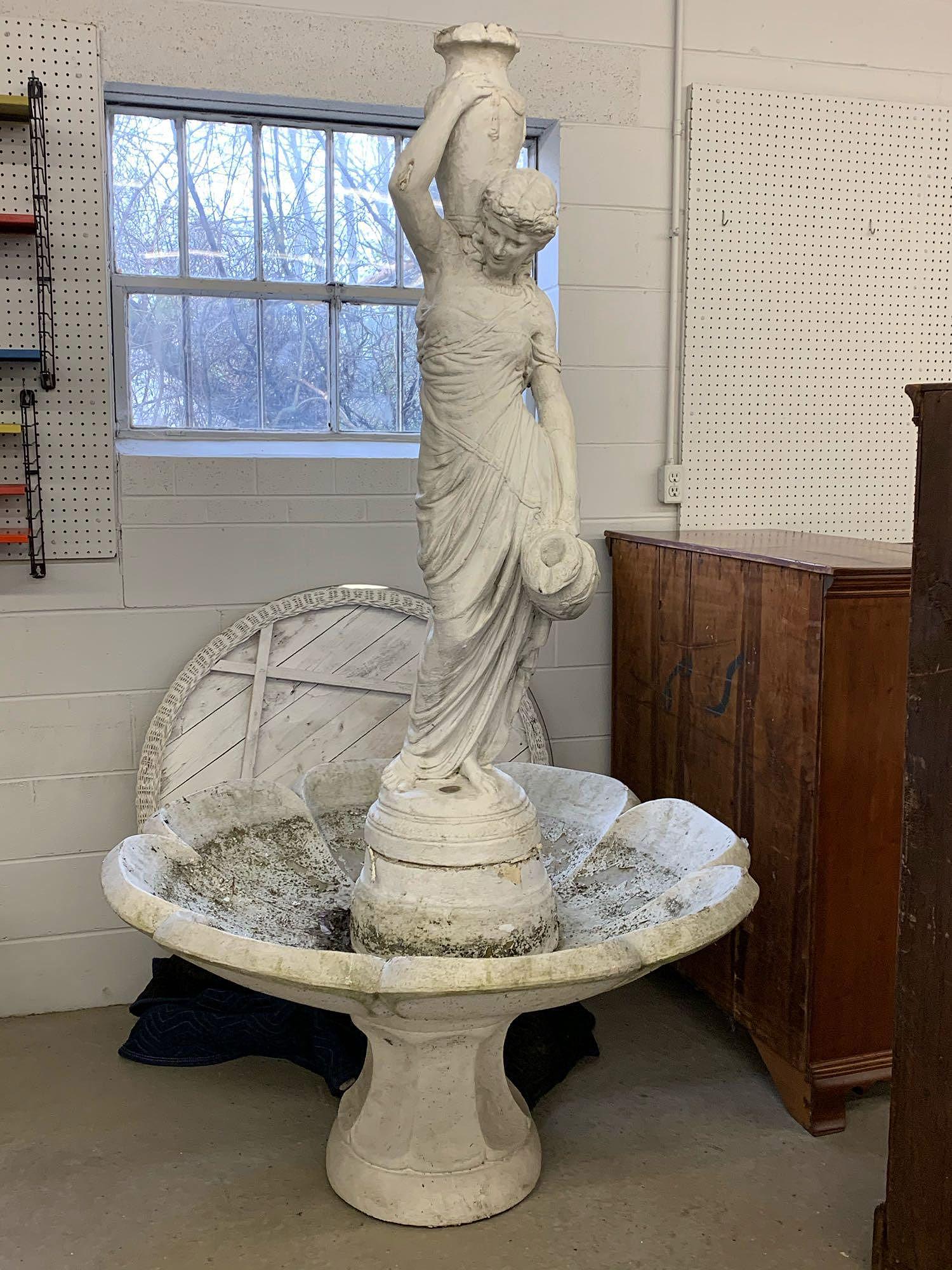 Cast Stone Figural Garden Fountain (1 of 5)