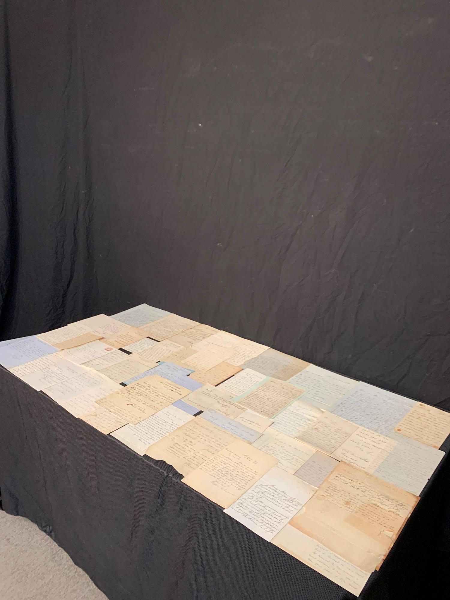 49 Pcs. of 19th C Correspondence: An assembled grouping of forty-nine hand-written 19th C. American (U.S.) letters primarily regarding various matters of clergy or education, etc., from Harvard University, Vassar College, Stephens Col