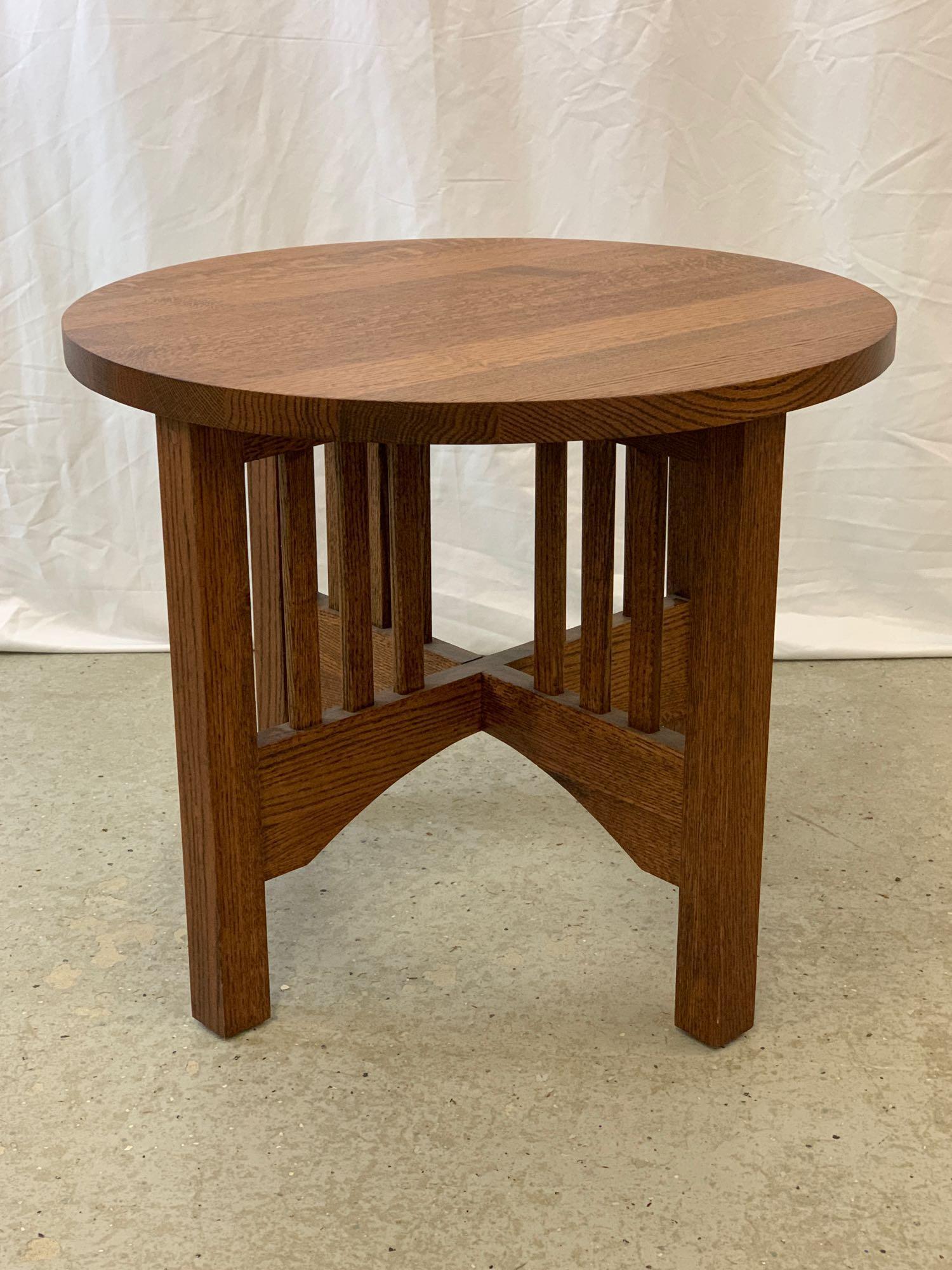 tall oak lamp table