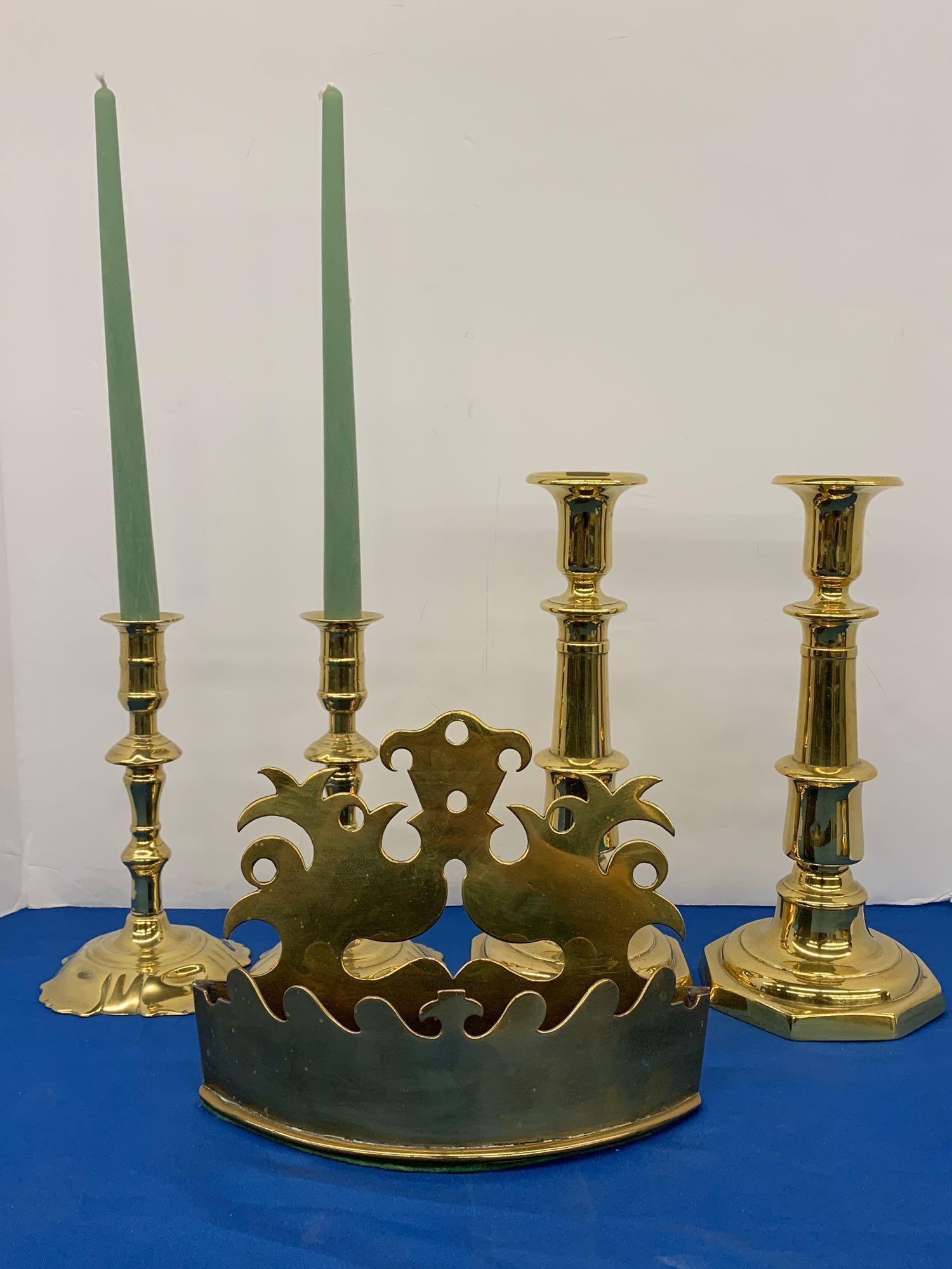 18th C. Brass Candlesticks and Grouping (1 of 7)