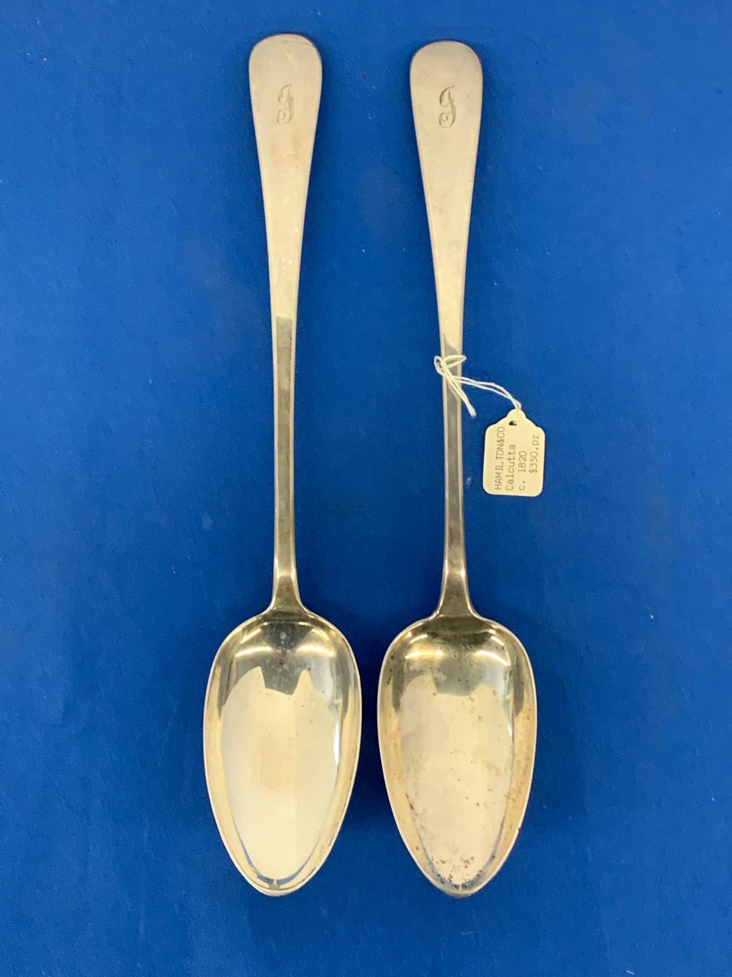 Pair of Indian Colonial Sterling Silver Spoons (1 of 4)