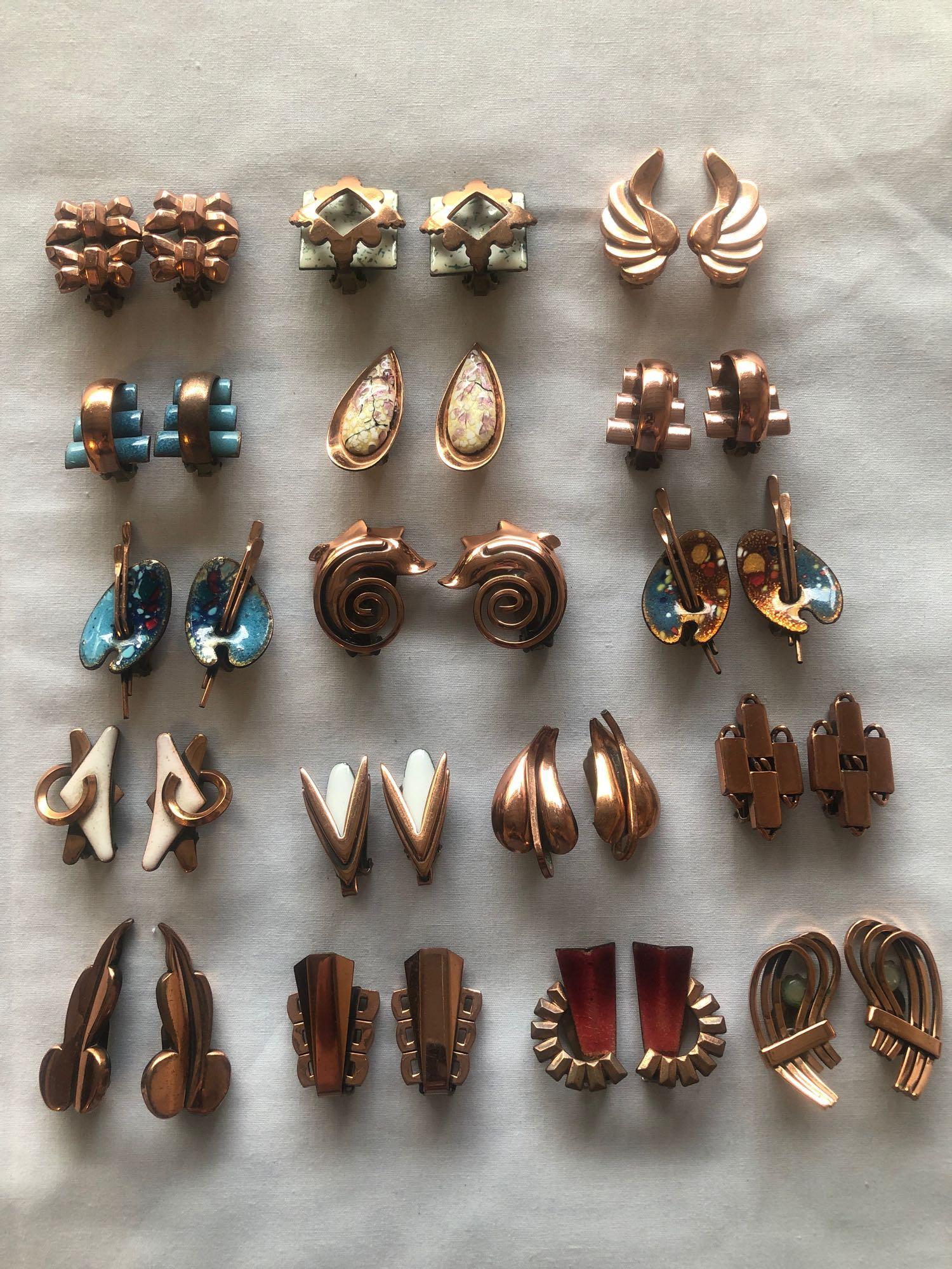Lot of Midcentury Modern Copper Earrings (1 of 6)