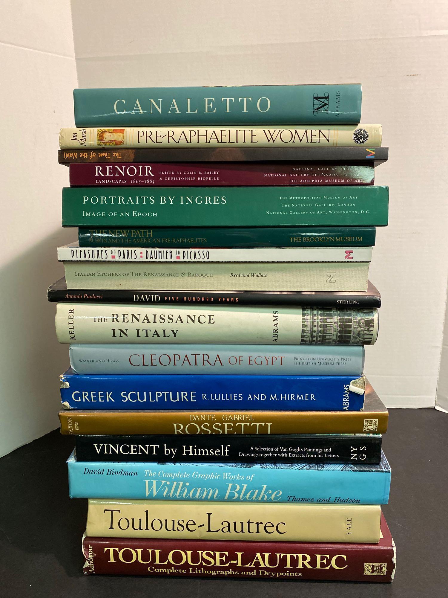 17 Coffee Table Books: Artists: A lot of 17 books about artists: Toulouse-Lautrec; William Blake; Rossetti; Renoir; Canaletto; etc.