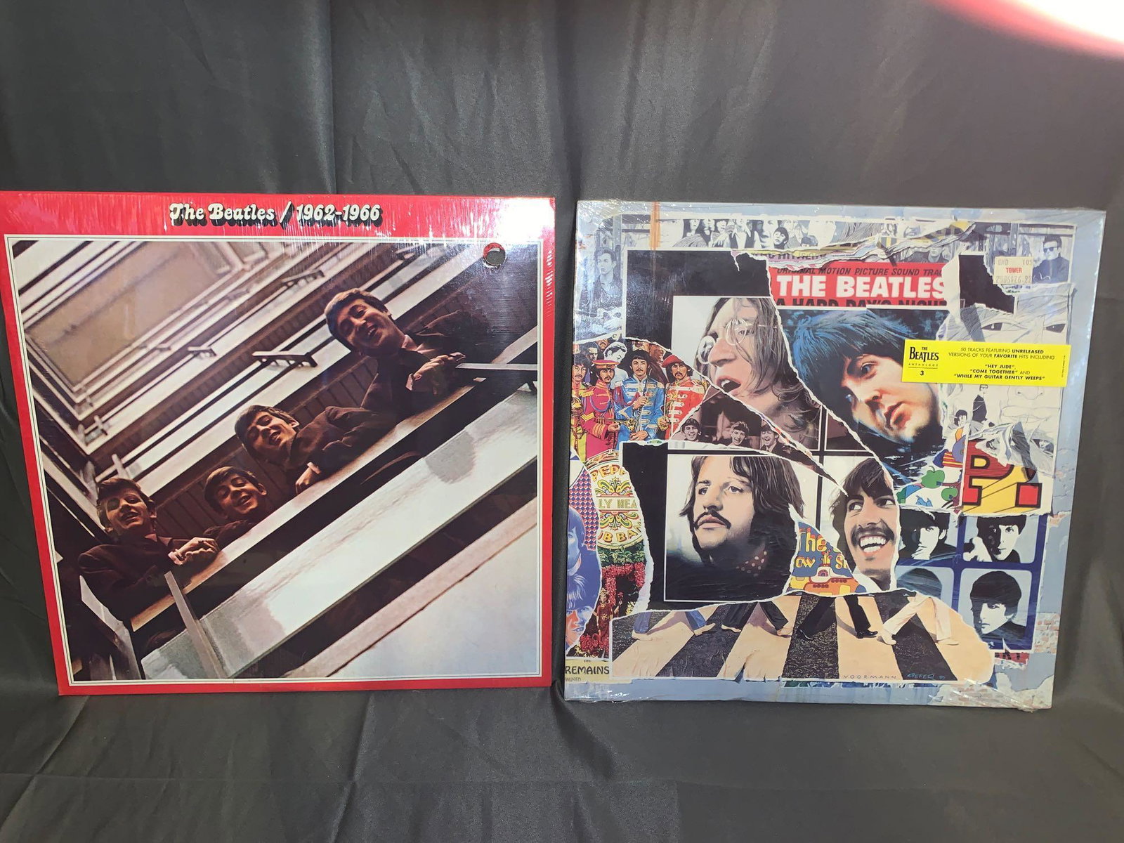 Two Sealed Beatles 33rpm Records: A lot of two sealed Beatles 33rpm records, including "The Beatles 1962-1966" (cutout hole upper right corner) and "Anthology Volume 3".