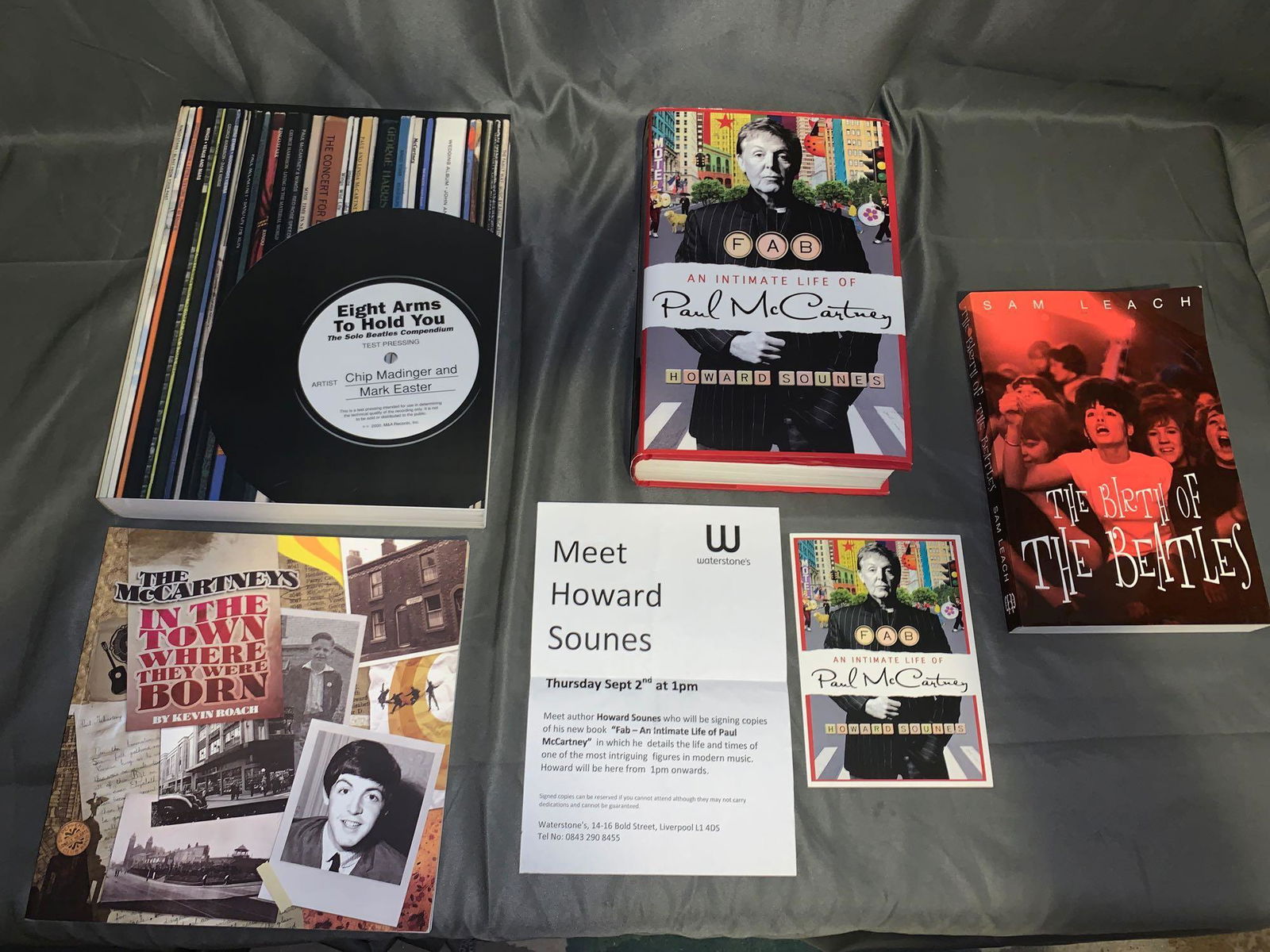 Four Beatles Books Signed By The Authors: A lot of four signed Beatles books, including "Eight Arms to Hold You" signed by the co-author Chip Madinger, "The Birth of the Beatles" signed by the author Sam Leach, "The McCartneys in the Town The