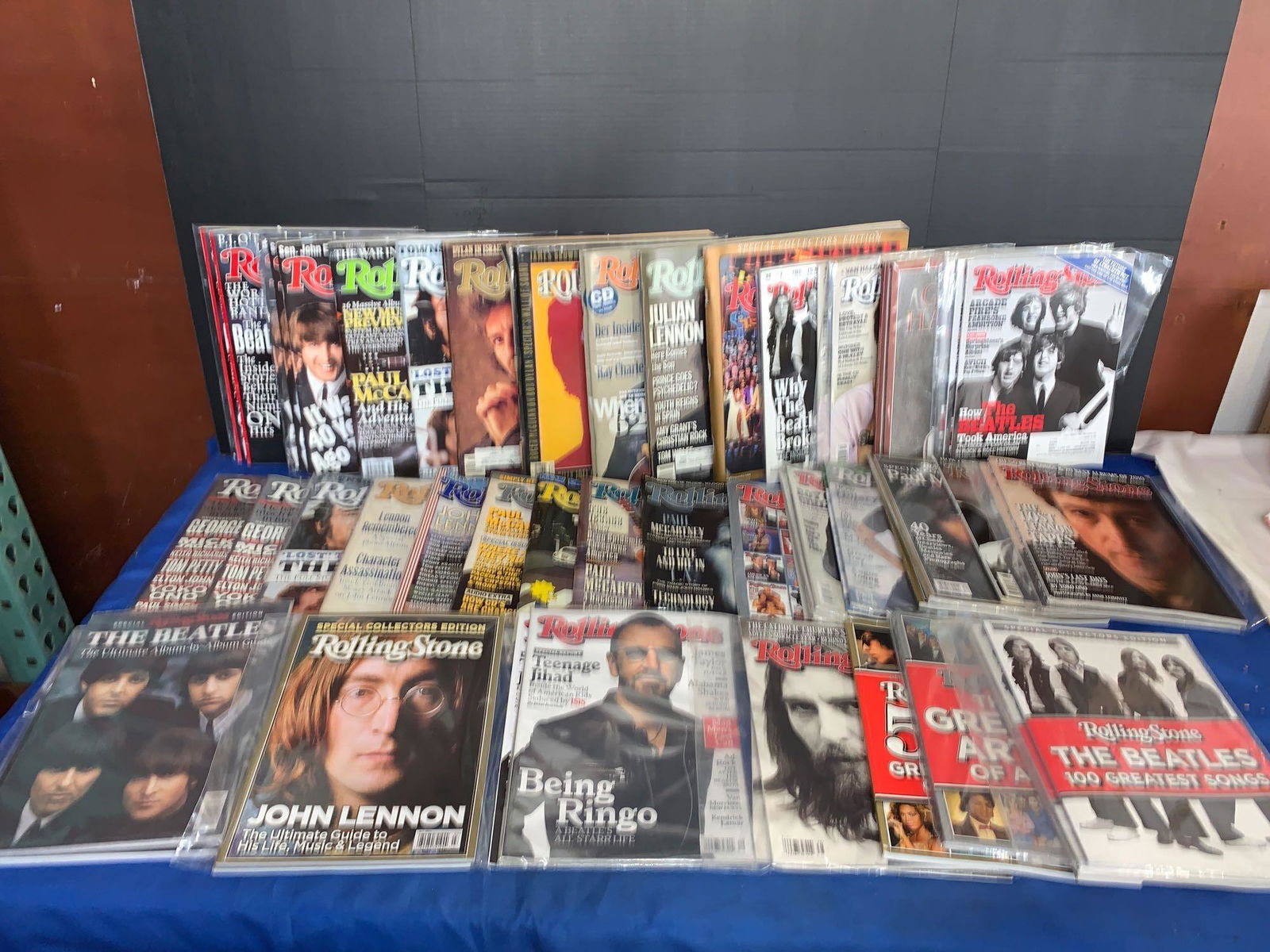 59 Rolling Stone Magazines, Beatles-related: A lot of 59 issues of Rolling Stone magazine, all Beatles-related, from 1987 to present non-inclusive. Please see photos for additional details.