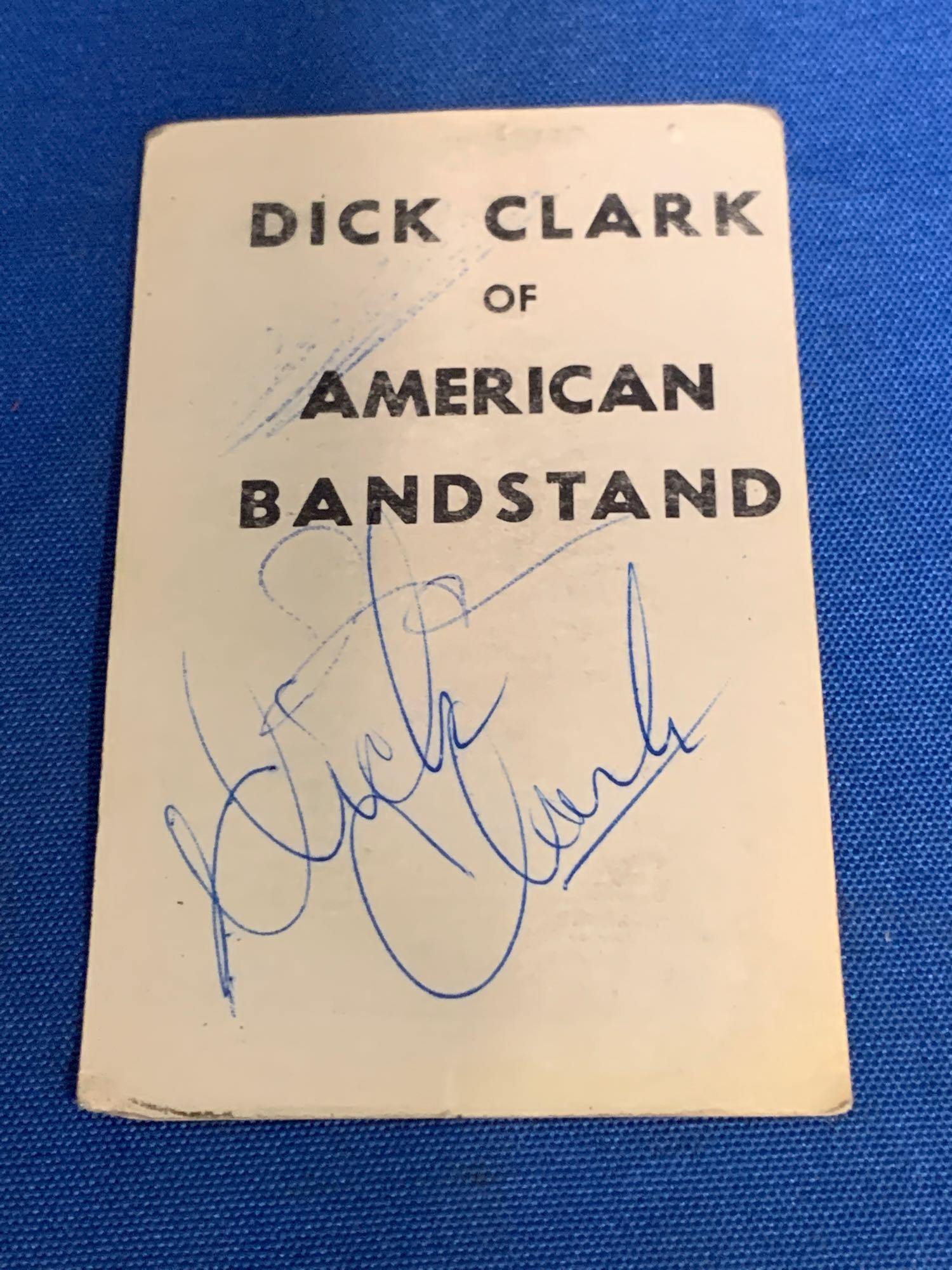 Dick Clark Autographed Wallet Size Publicity Card: A Dick Clark-autographed wallet-size publicity card, 2.25in x 3.5in. Early American Bandstand era.