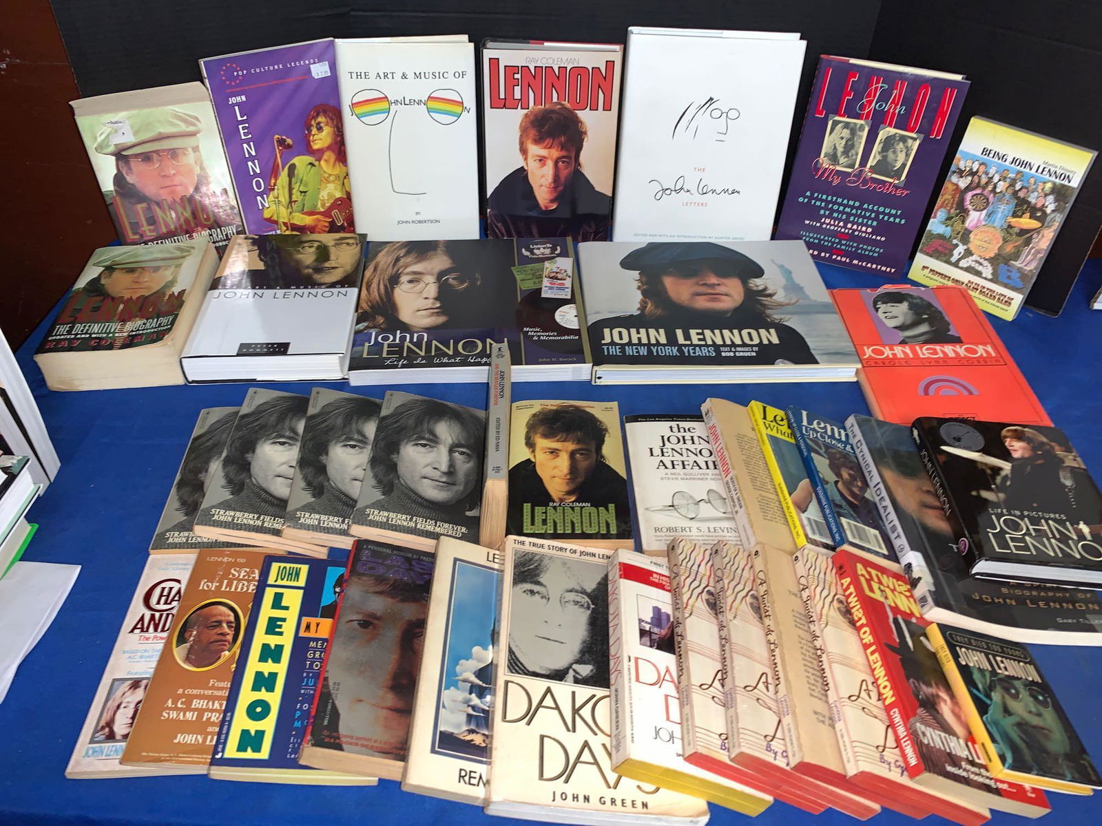 37 Books About John Lennon: A lot of 37 books about John Lennon, including 25 paperback books, some photo histories and some first editions.