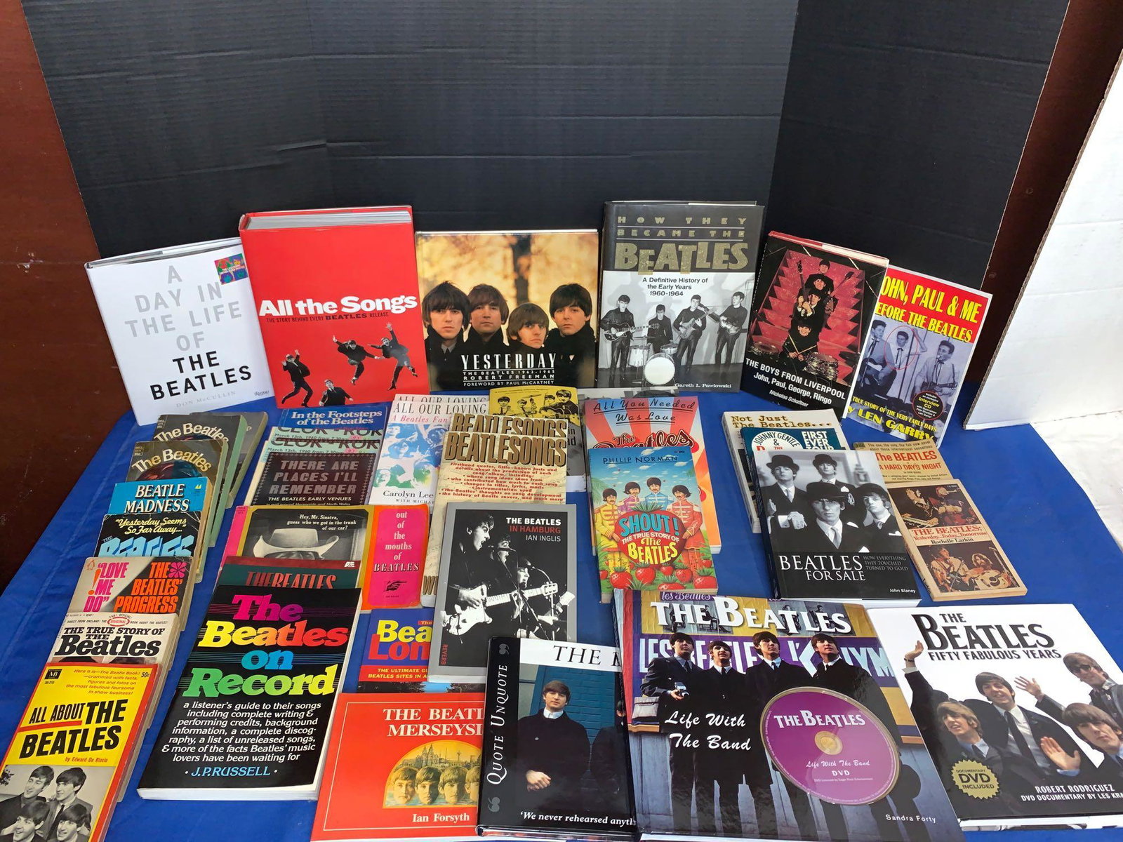 39 Books About The Beatles: A lot of 39 books about The Beatles, including nine first editions, photo and written histories, and a tongue-in-cheek comedy. Most of this grouping are paperbacks, but of the hardbacks, nearly half a