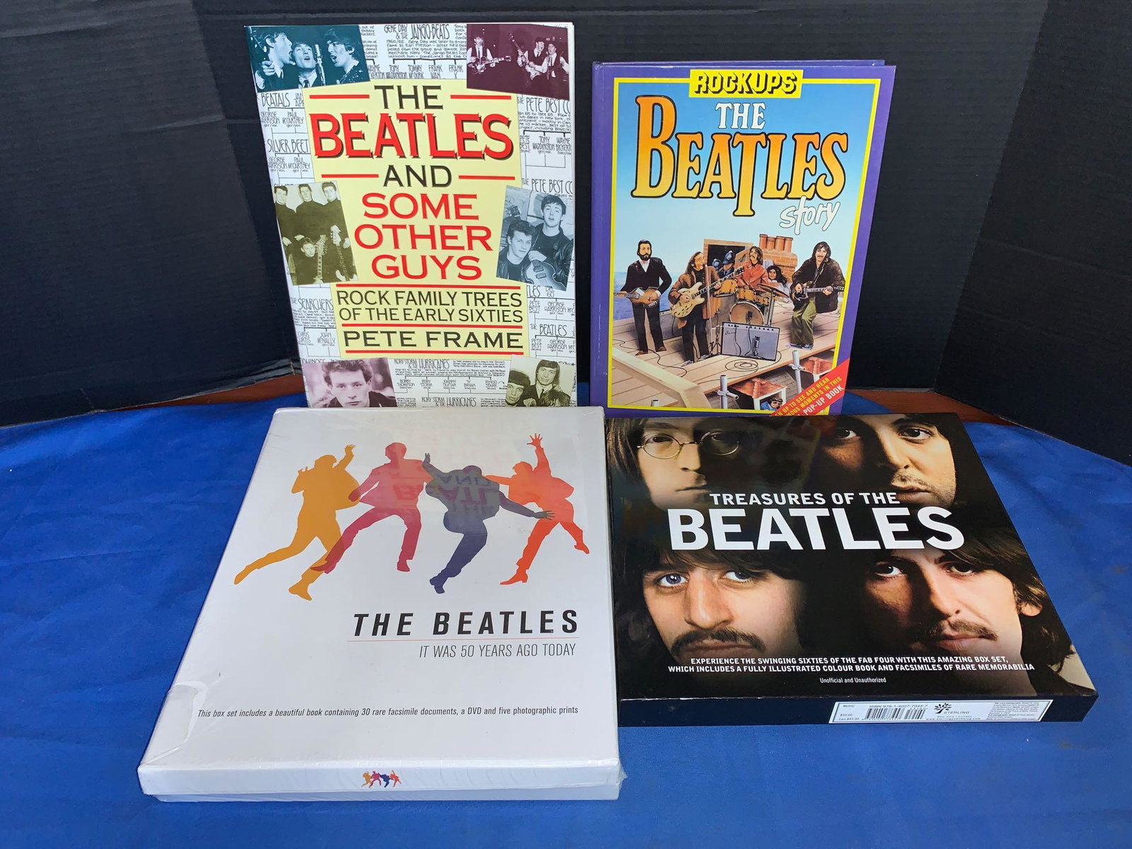 Four Books About The Beatles: A lot of four books about The Beatles, including "The Beatles and Some Other Guys", "The Beatles Story" (Rockups), "Treasures of the Beatles" and "The Beatles: It Was 50 Years Ago Today", still unopen
