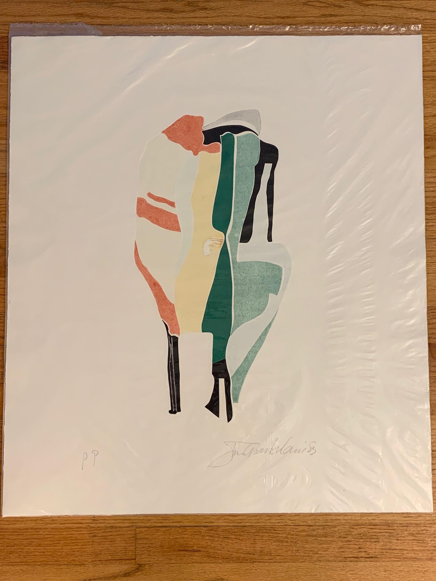 J. Chamberlain Intaglio. And His Hair Was Perfect: John Chamberlain (American, 1927-2011). An intaglio with color embossing titled And His Hair Was Perfect. Signed in pencil, dated '83 and numbered PP. Hudson River Edition. Unframed. Sheet measures 30