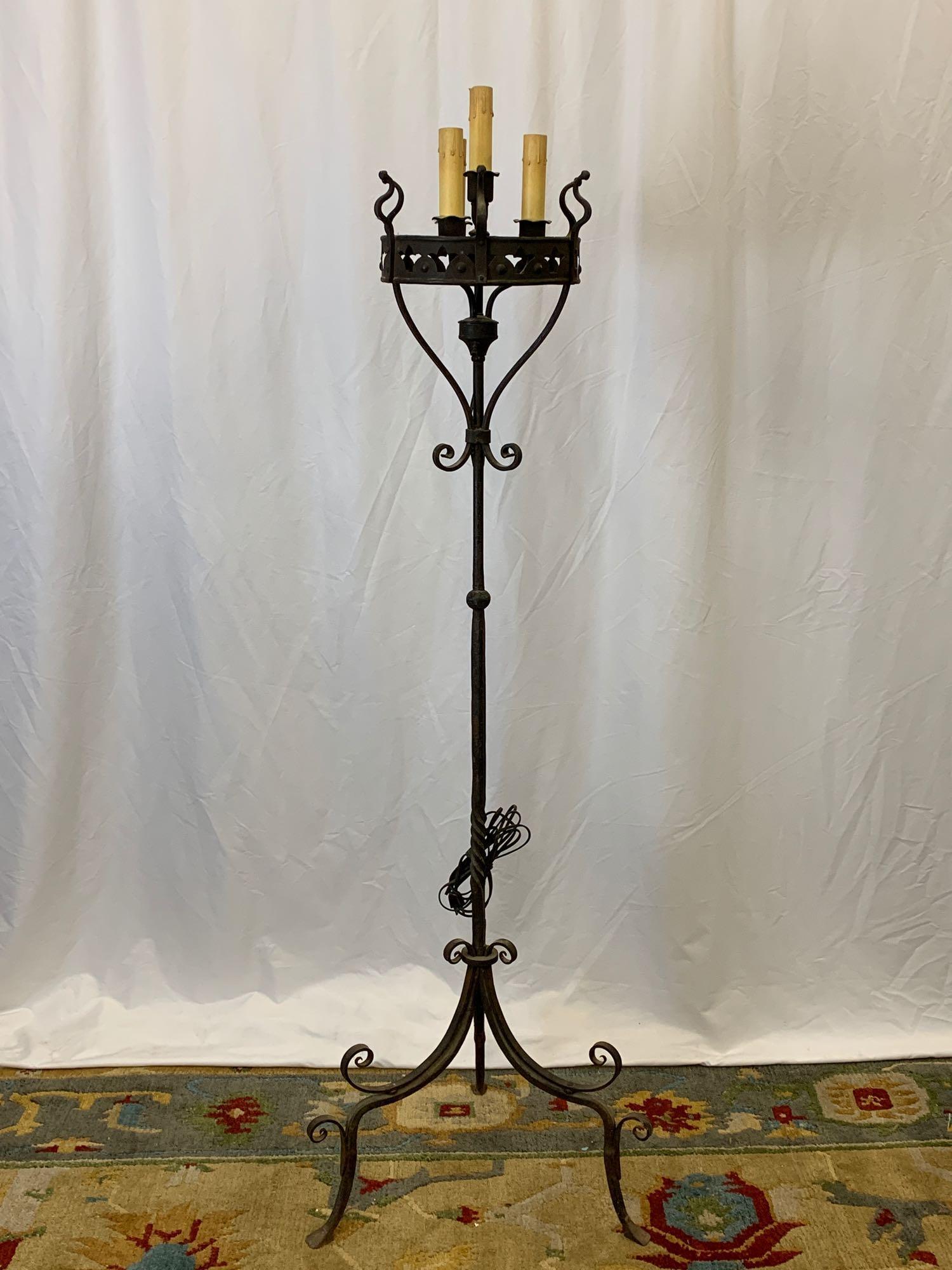 Gothic Revival Wrought Iron Torchiere (1 of 5)