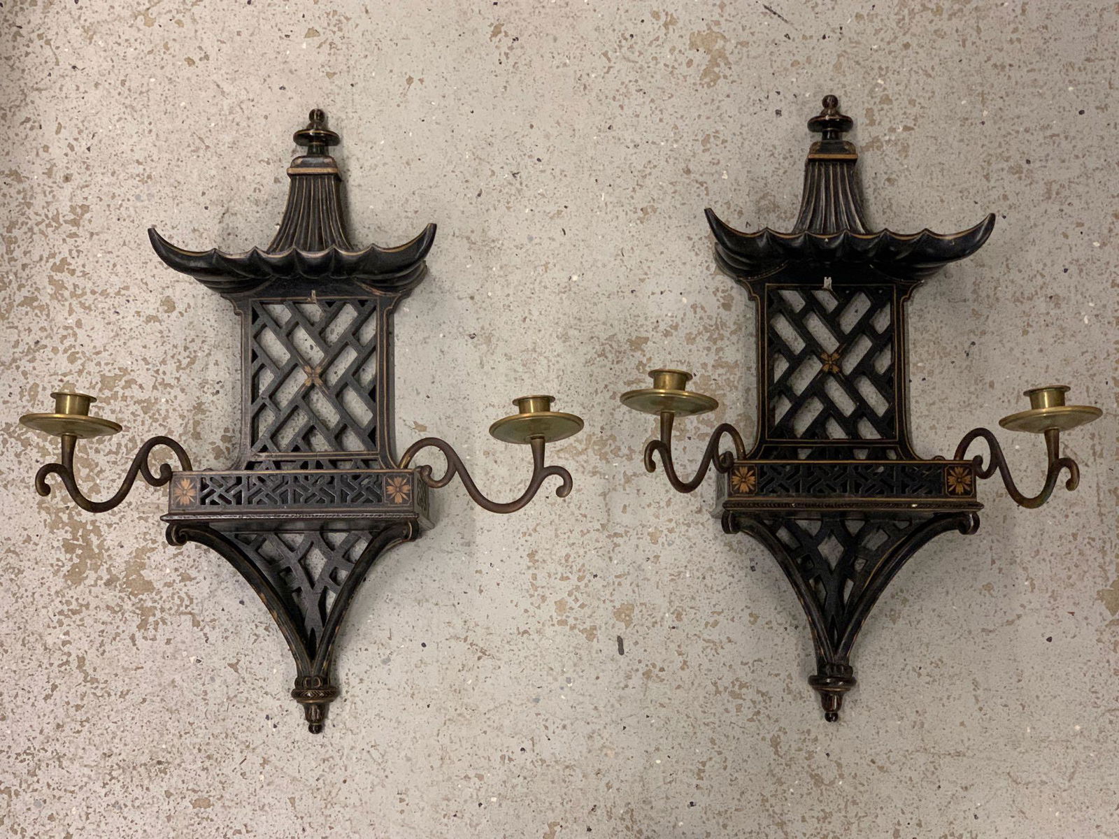 Pair of Pagoda Form Wall Sconces (1 of 5)