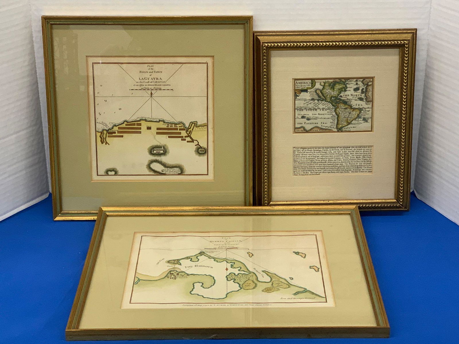 Three Antique Hand Colored Maps (1 of 6)