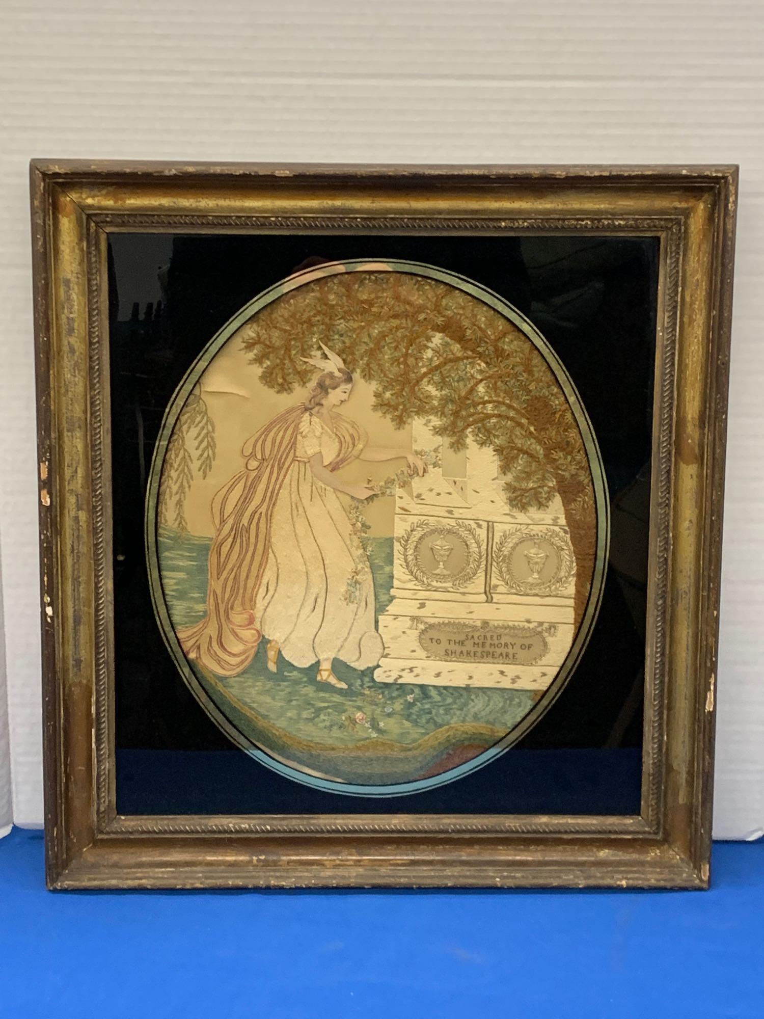 Georgian Silkwork Embroidery. Shakespeare's Tomb (1 of 6)