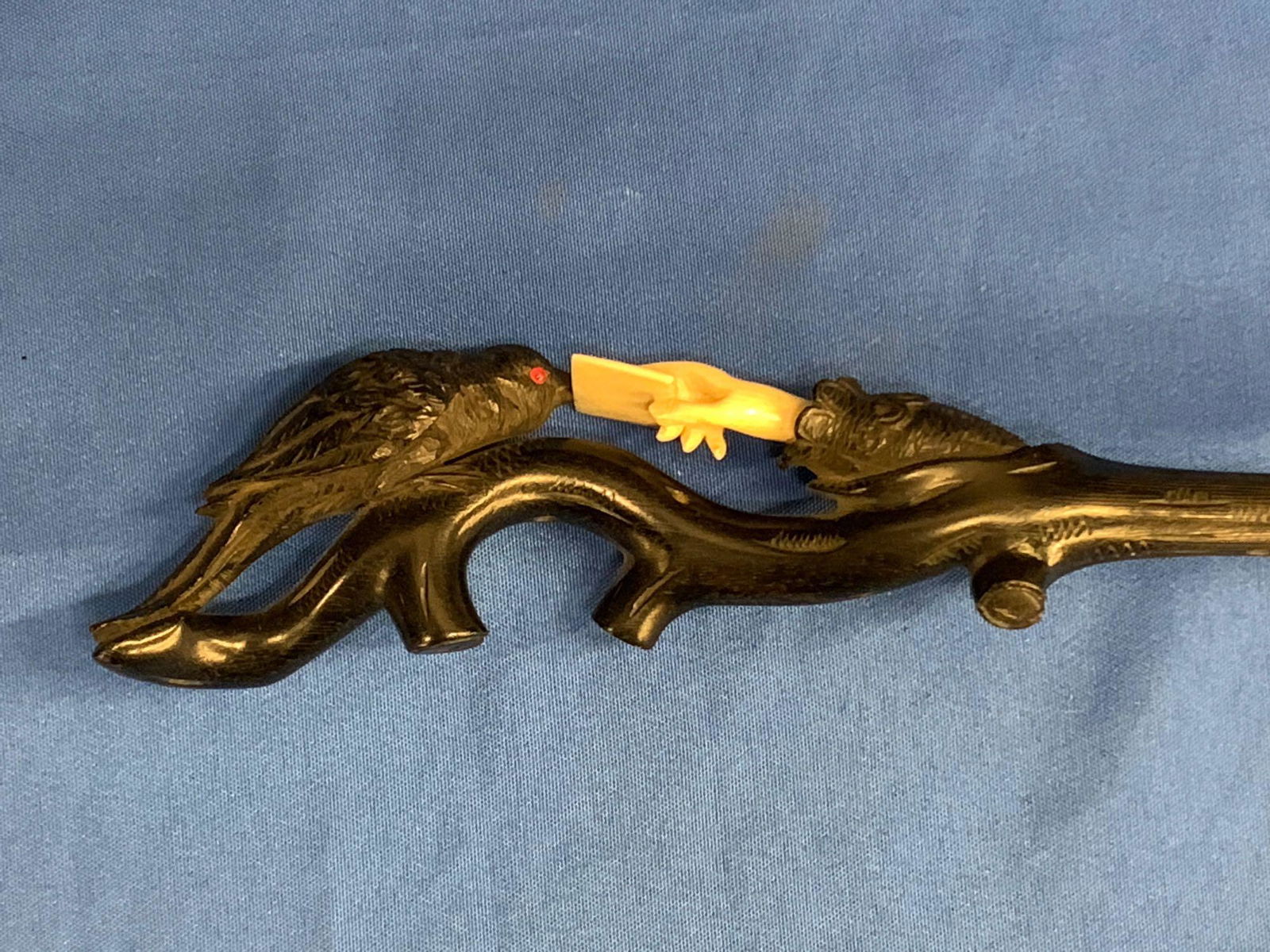 Antique Carved Cane with Bird and Letter (1 of 4)