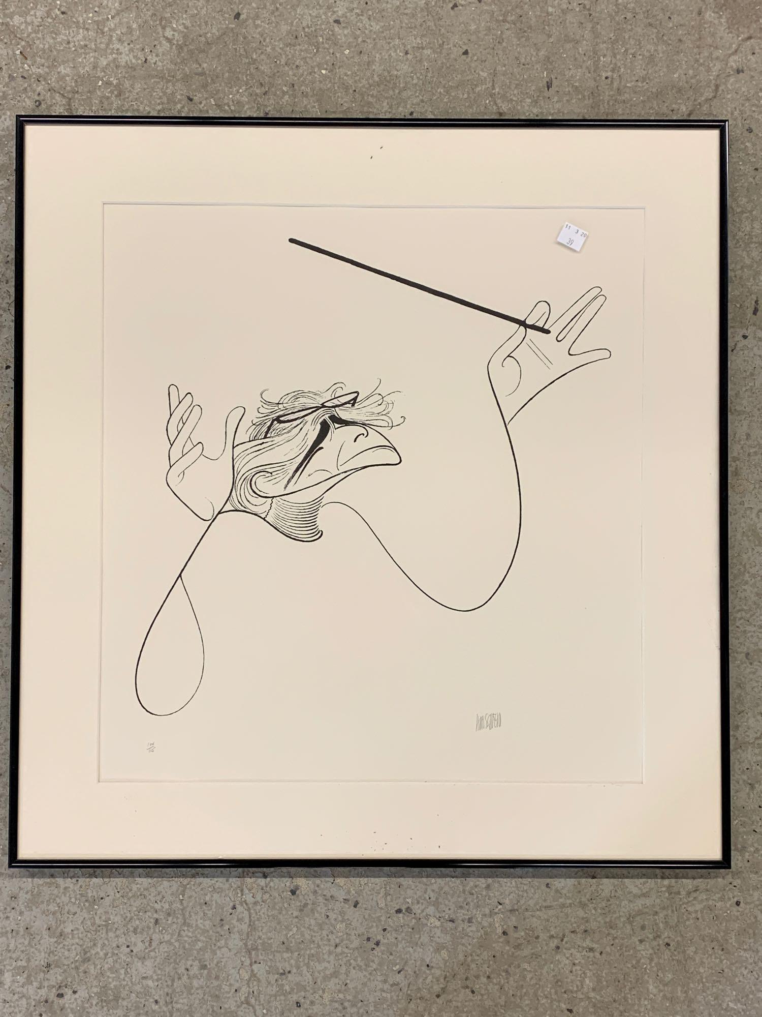 Al Hirschfeld. Lithograph, Leonard Bernstein (1 of 4)