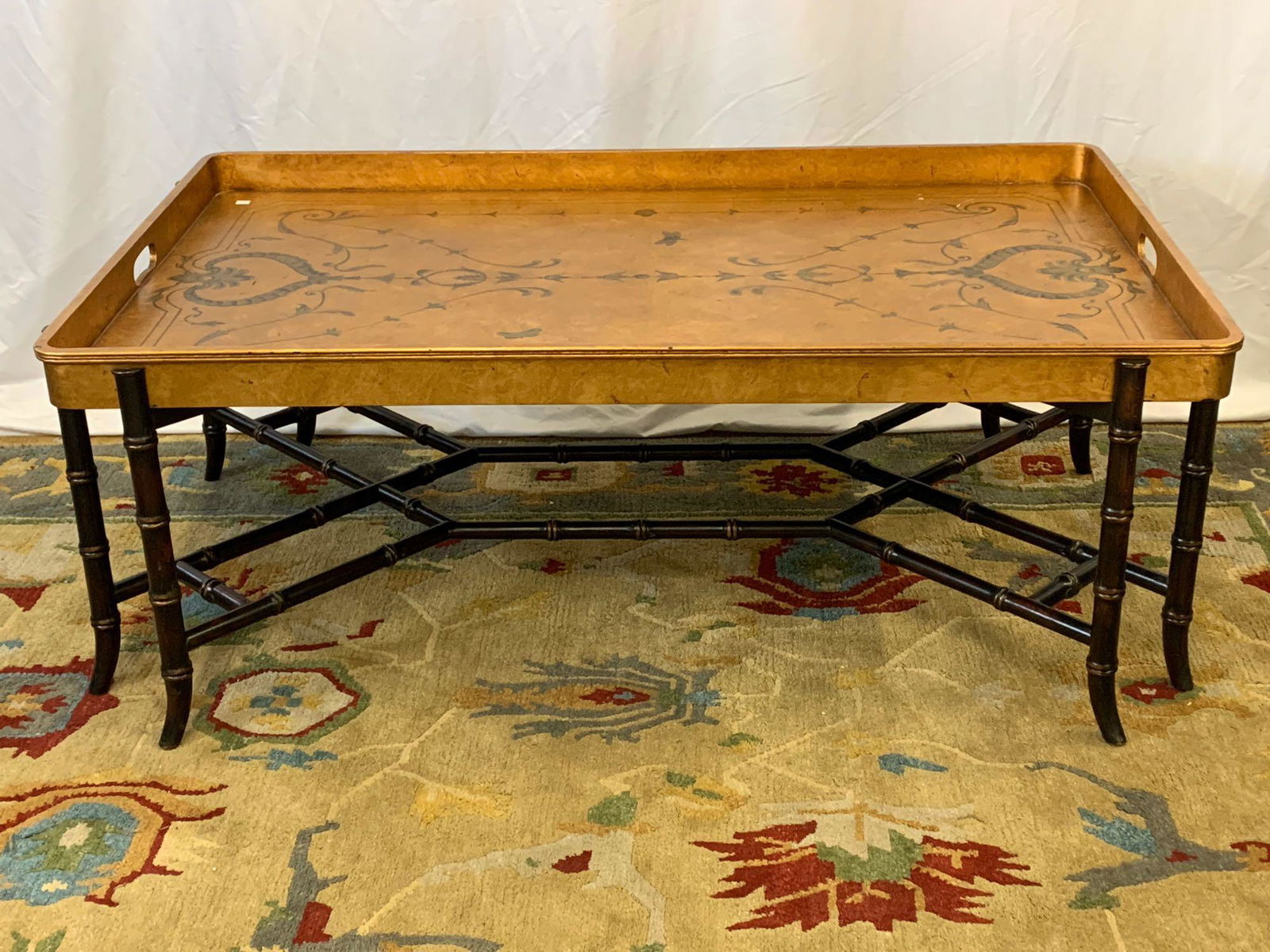 Large Chinoiserie Faux Bamboo Coffee Table (1 of 5)