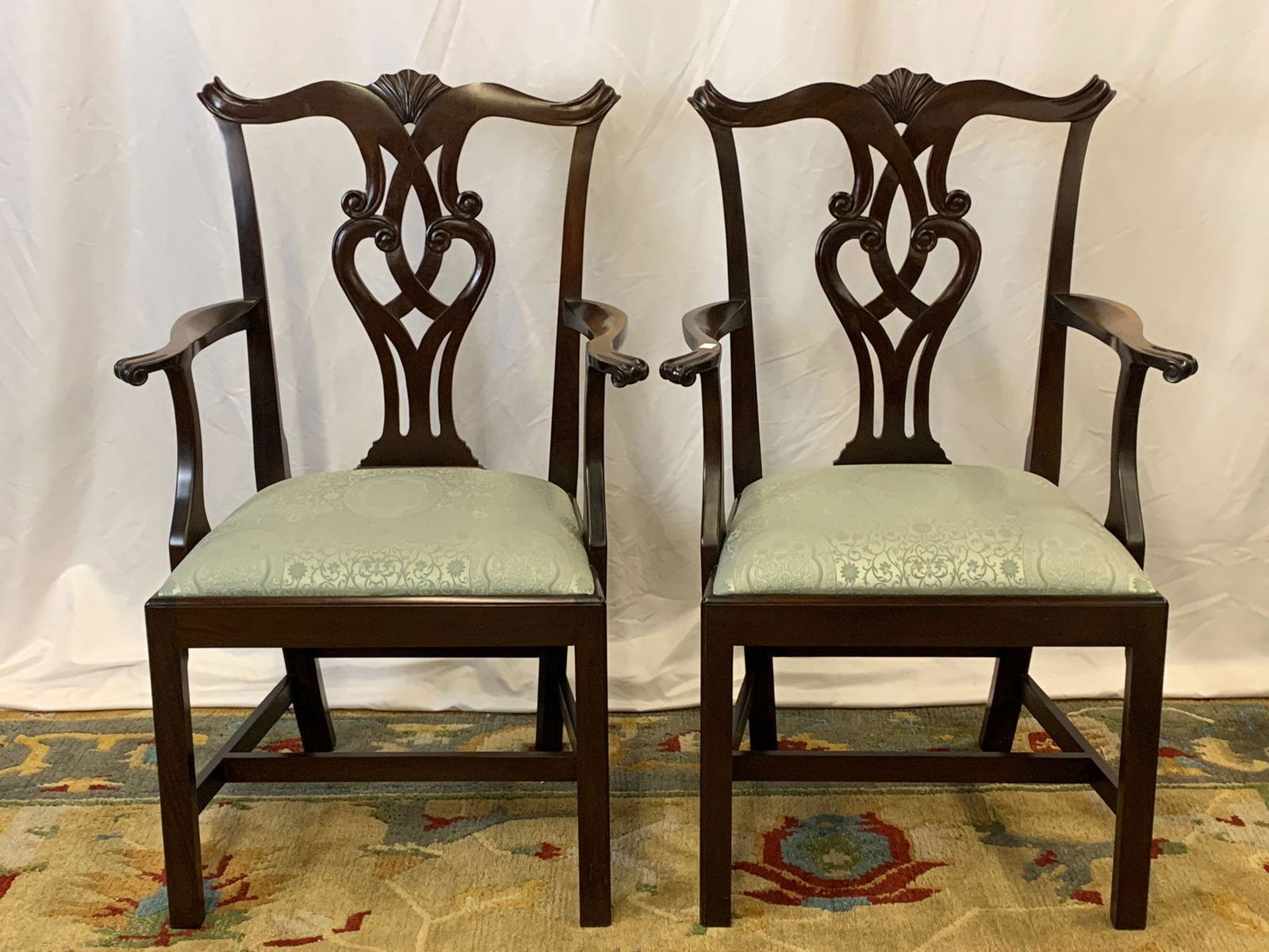 Pair of Emirzian Chippendale-style Armchairs (1 of 6)
