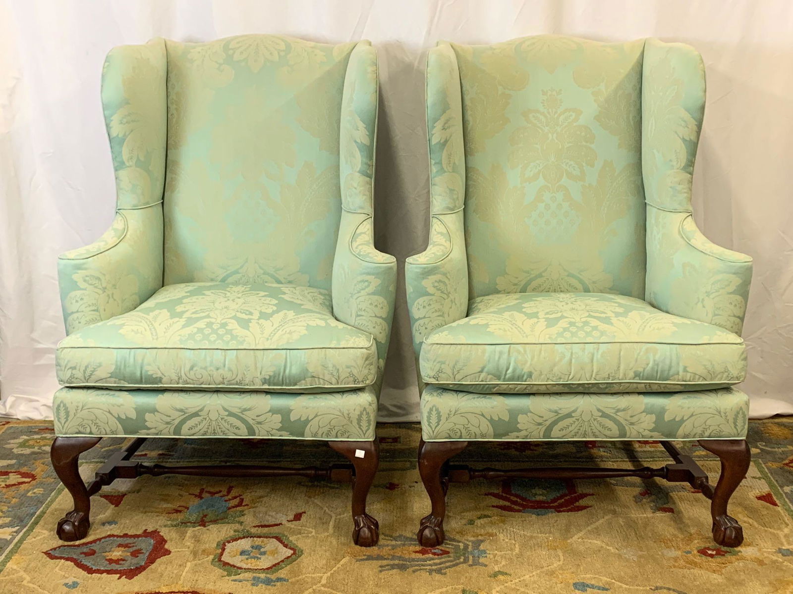 Pair of Baker Chippendale-style Wing Chairs (1 of 8)