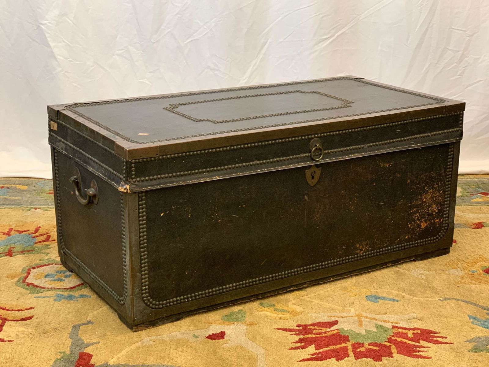 Chinese Export Leather Covered Camphor Trunk (1 of 6)