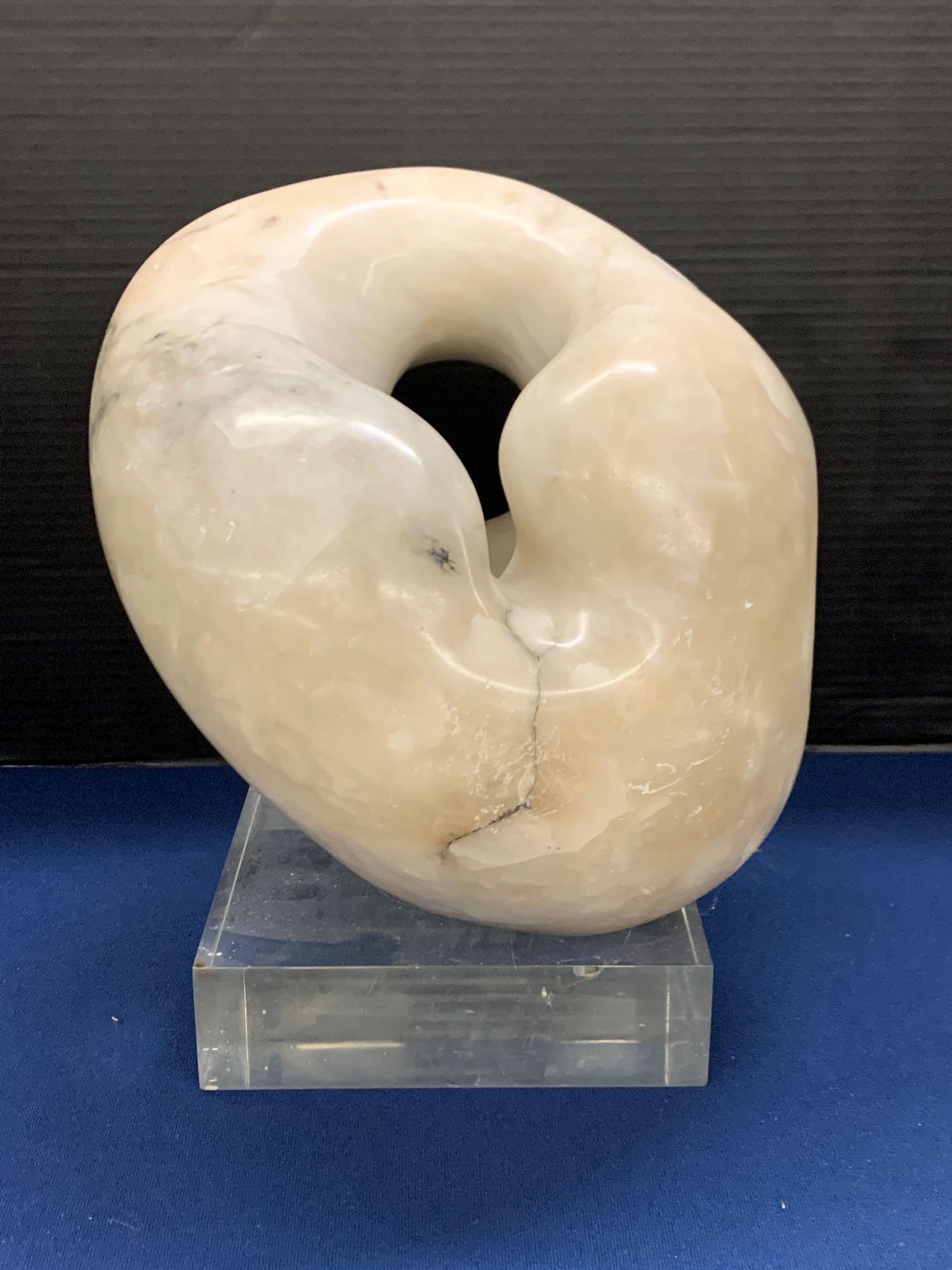 Biomorphic Carved Marble Sculpture on Lucite Base (1 of 4)