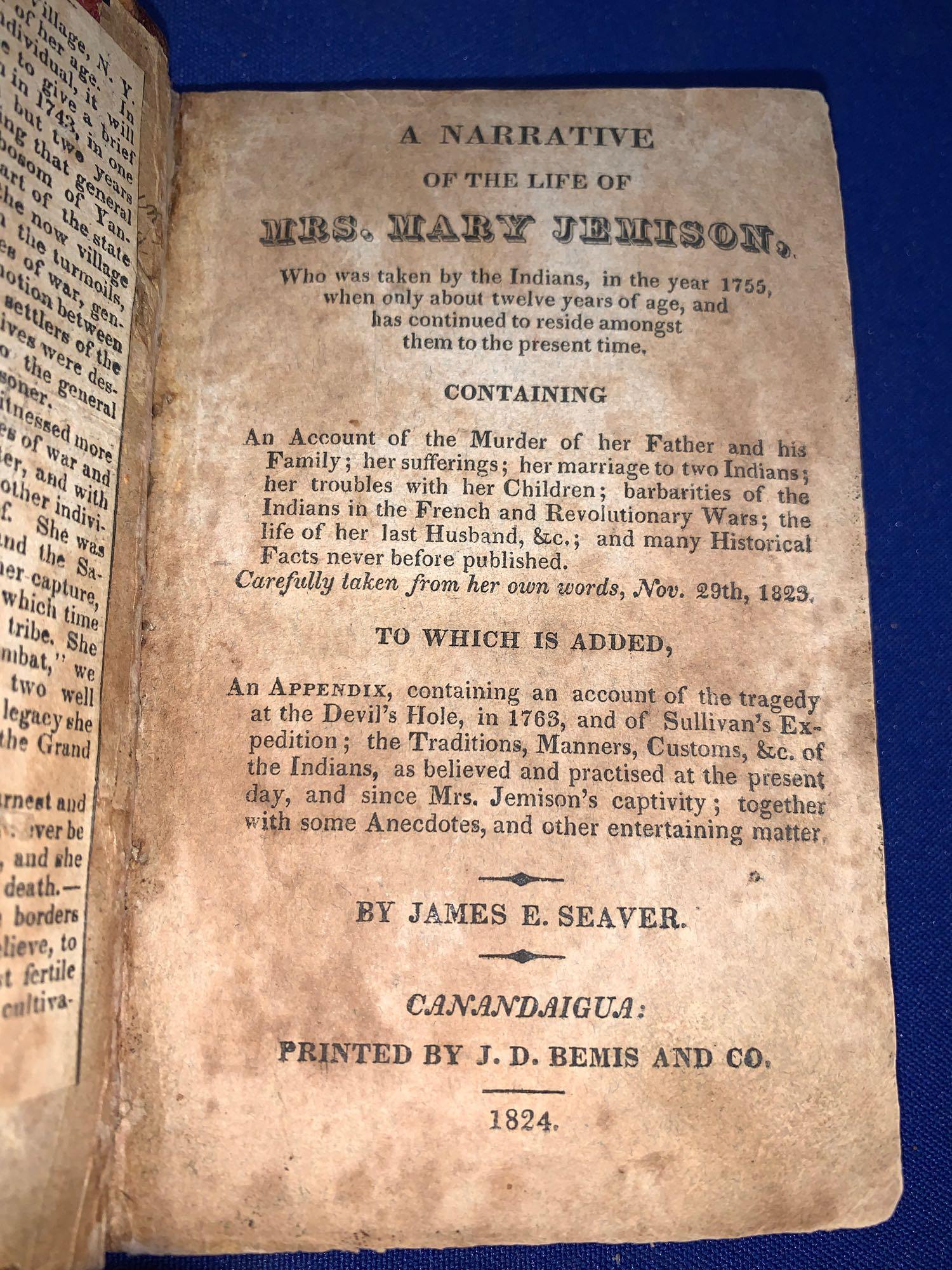 Book: Mrs. Mary Jemison Indian Captive, 1824 (1 of 6)