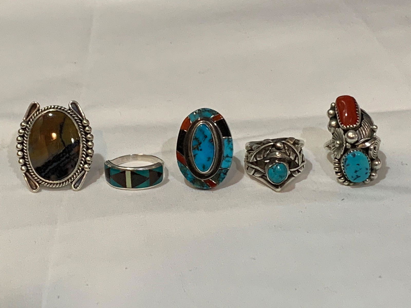 Five Silver Southwestern Rings (1 of 7)