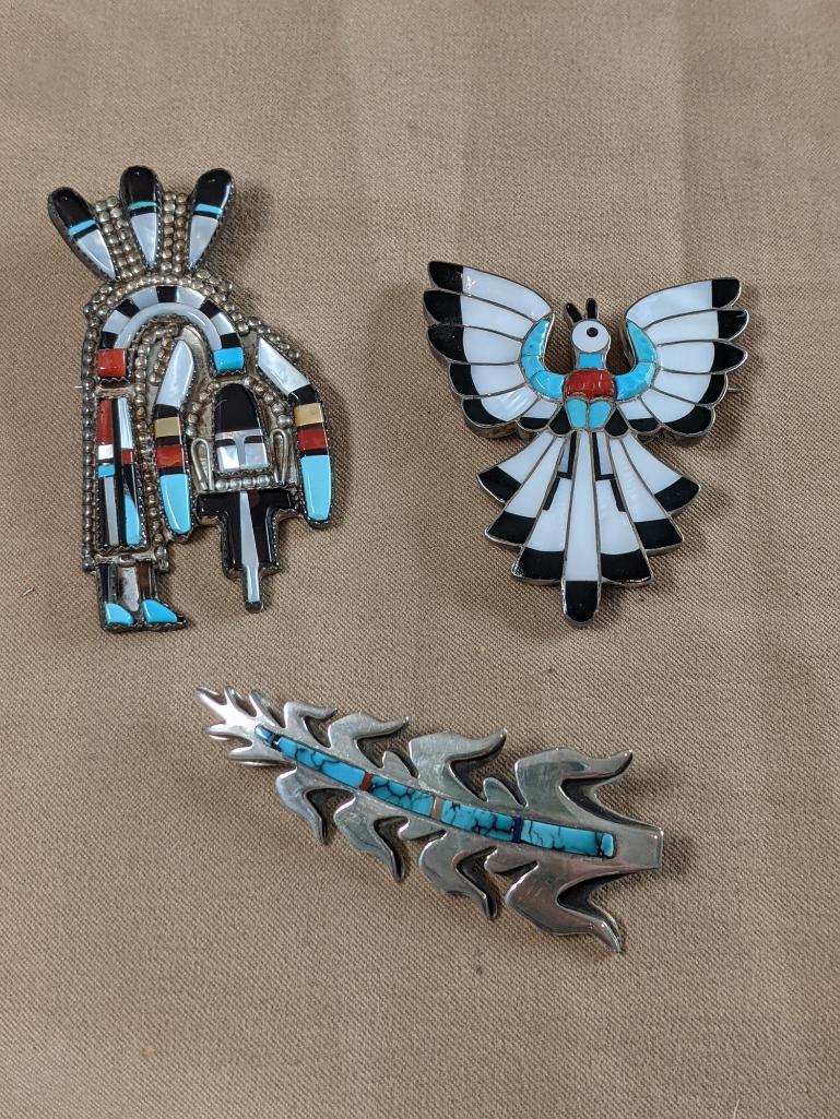 Three Silver Inlaid Brooches (1 of 8)