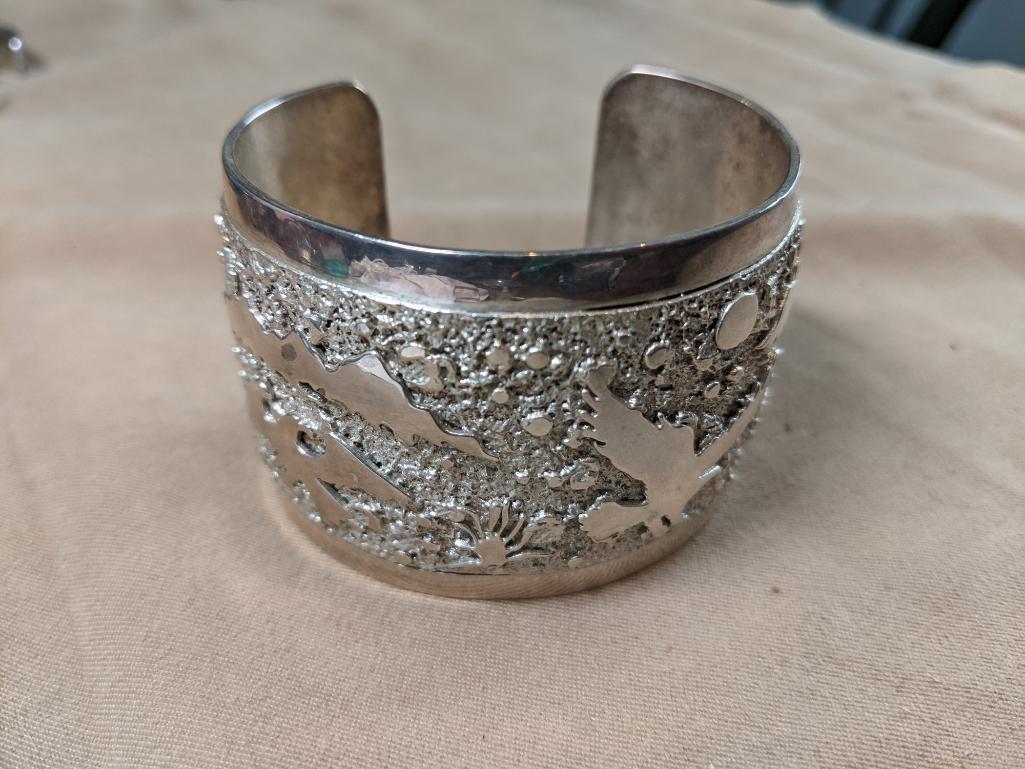 Southwestern Silver Cuff Bracelet with Animals (1 of 3)
